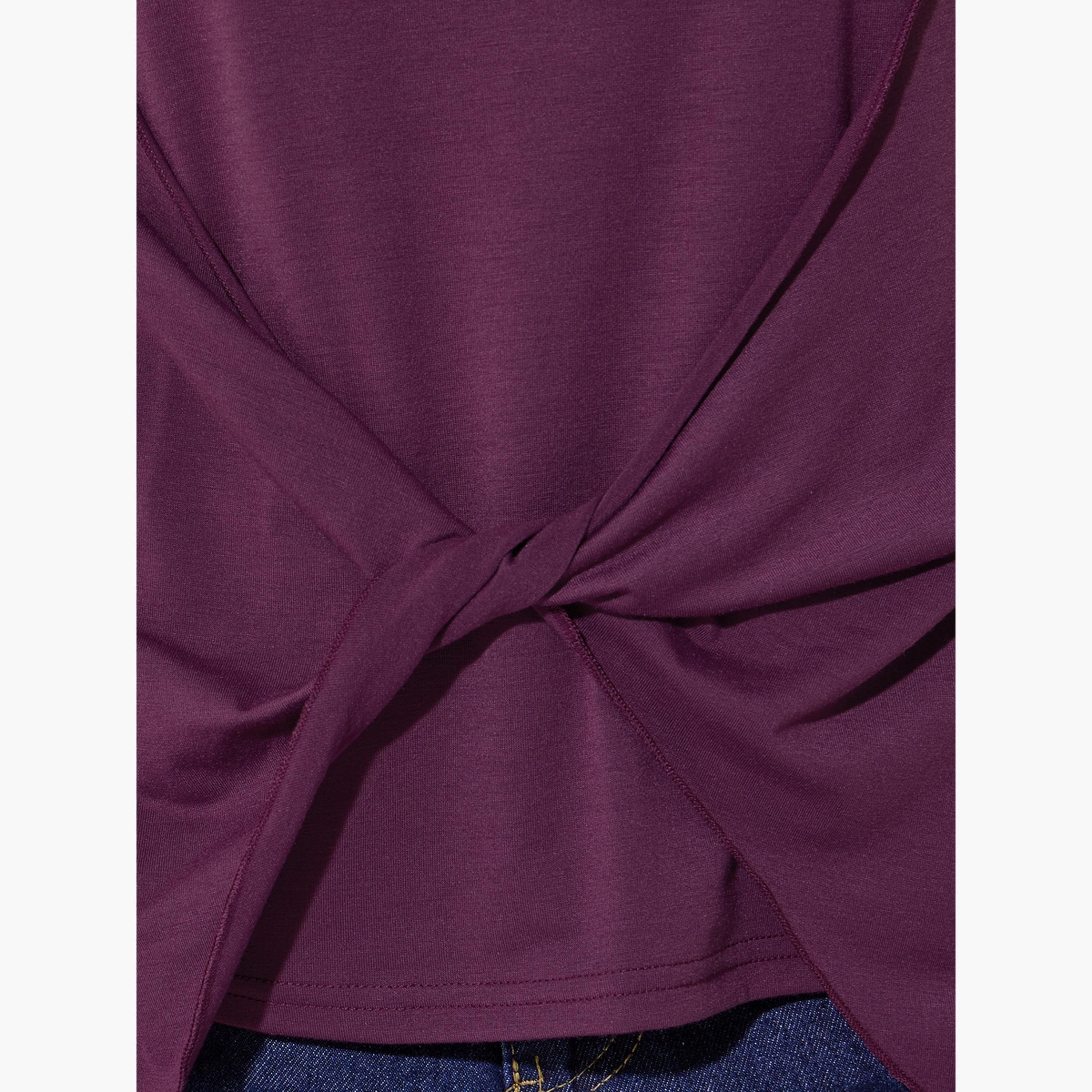 Take Two Solid Round Neck Front Twist Detail T-Shirt-women-clothing-tshirts-image-3