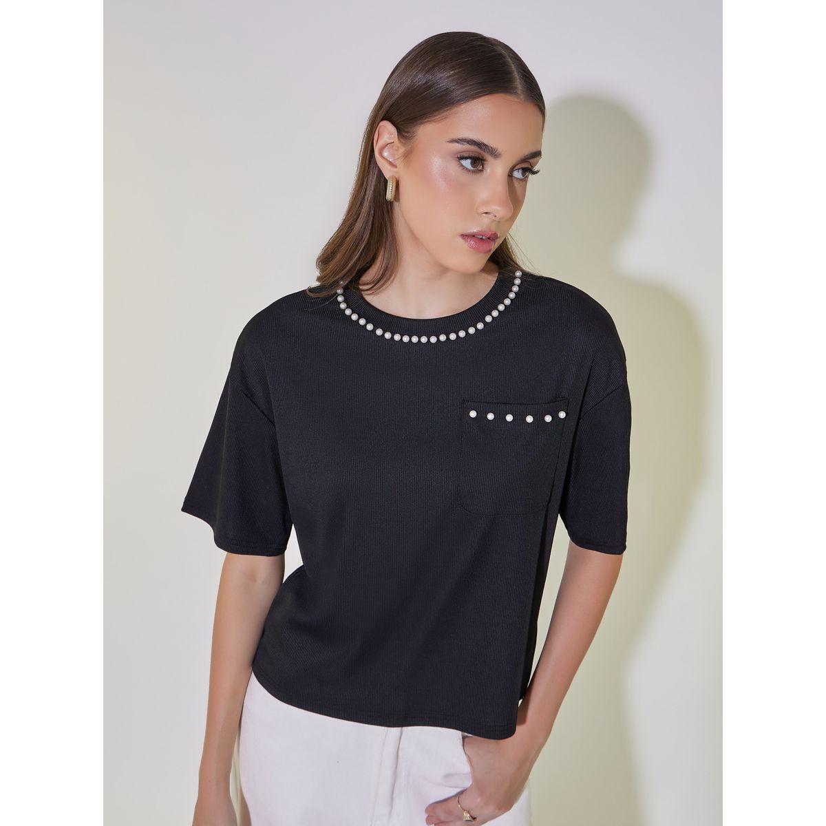 Faux Pearl Embellished Ribbed Boxy Fit T-Shirt-women-clothing-tshirts-image-1