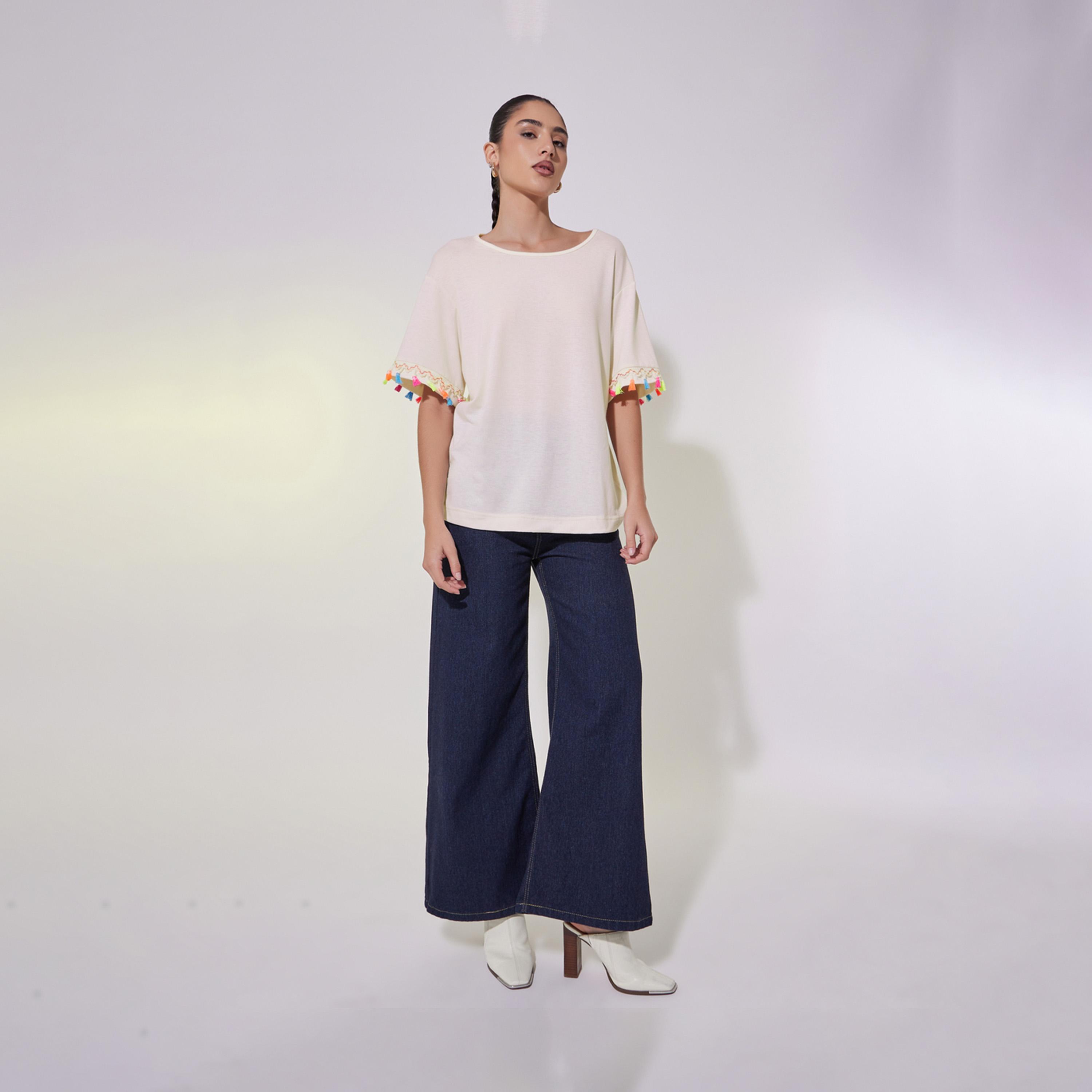 Take Two Tasselled Lace Detail Relaxed Fit T-Shirt-women-clothing-tshirts-image-3
