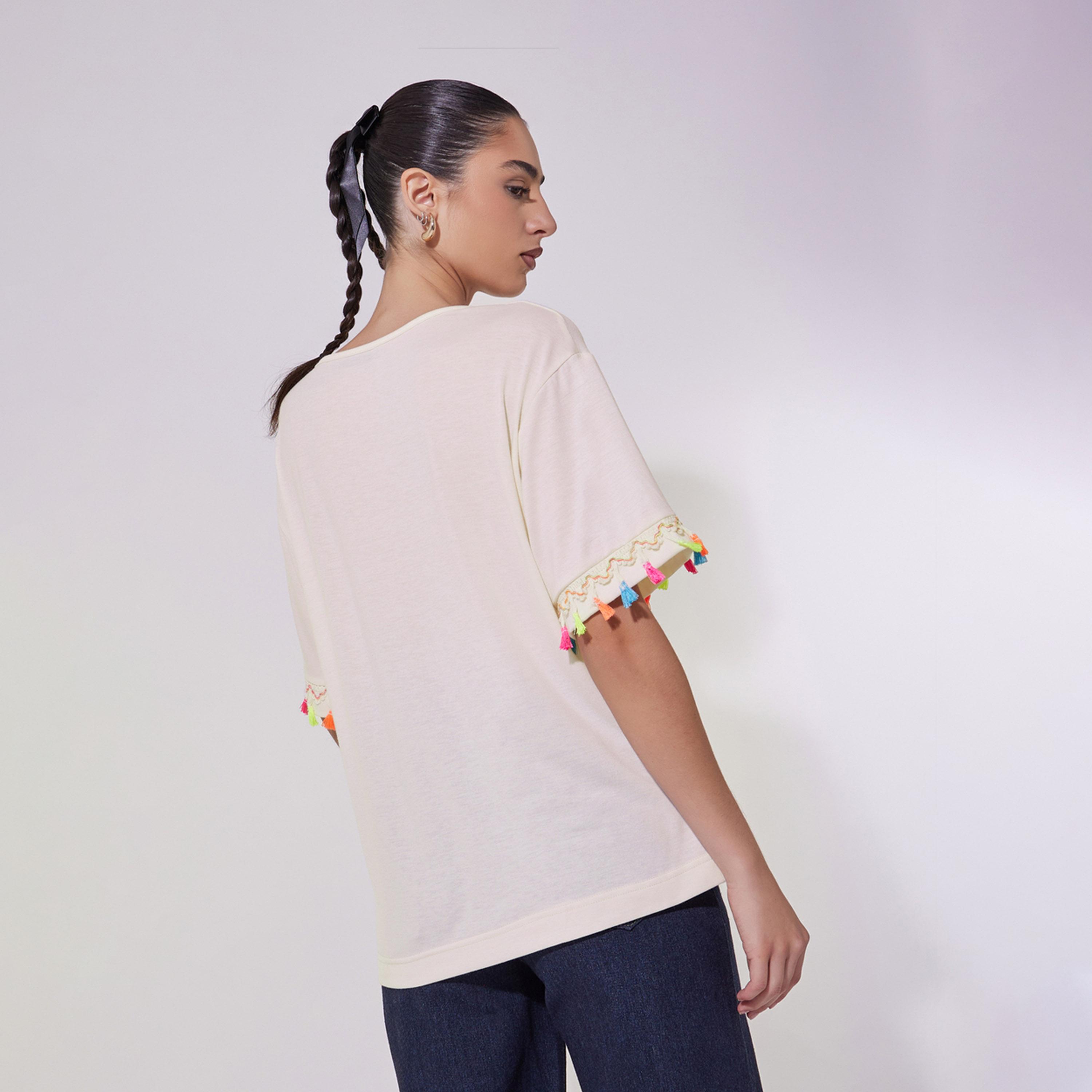 Take Two Tasselled Lace Detail Relaxed Fit T-Shirt-women-clothing-tshirts-image-4