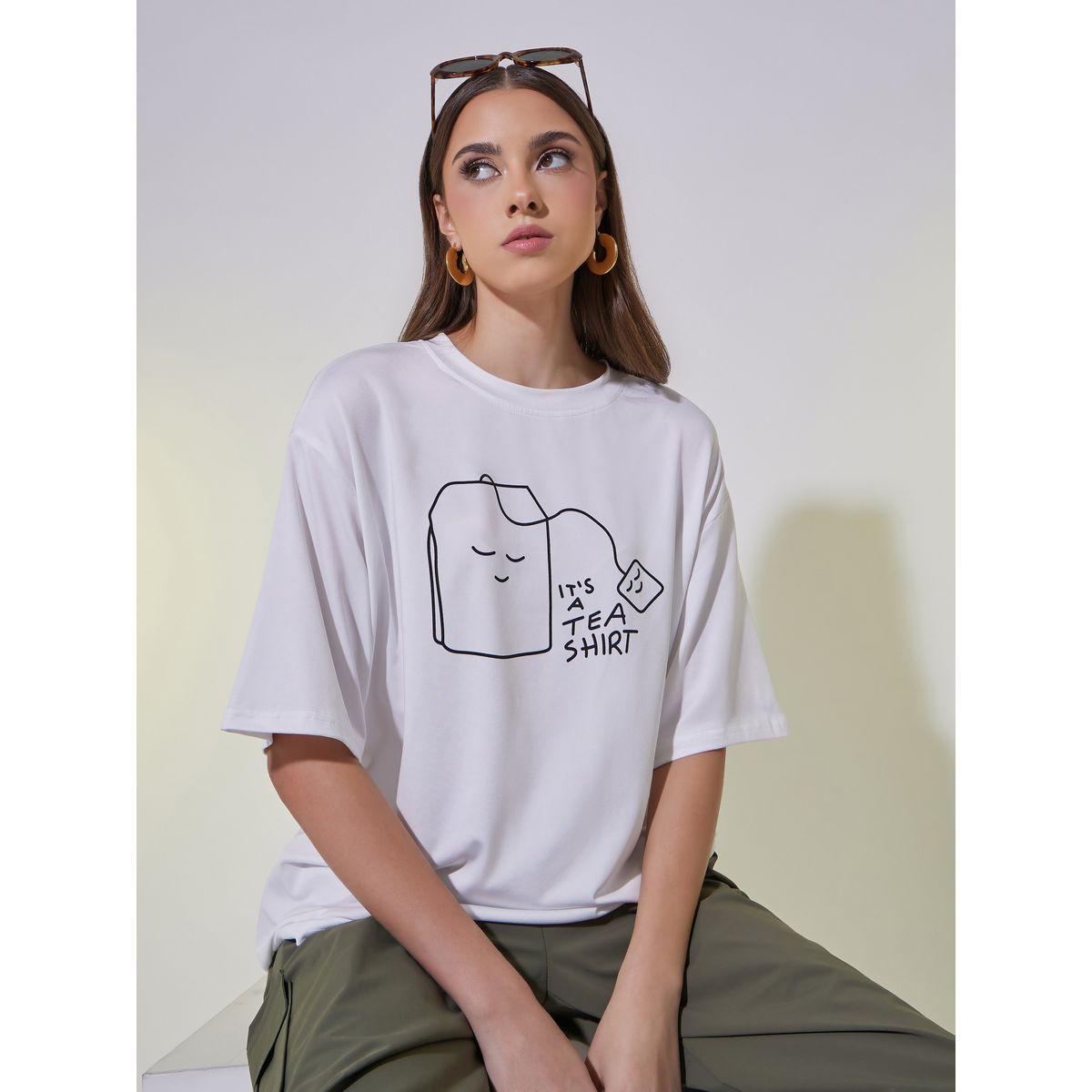 تيشيرت فضفاض بطبعة جرافيك وياقة دائرية-women-clothing-tshirts-image-1