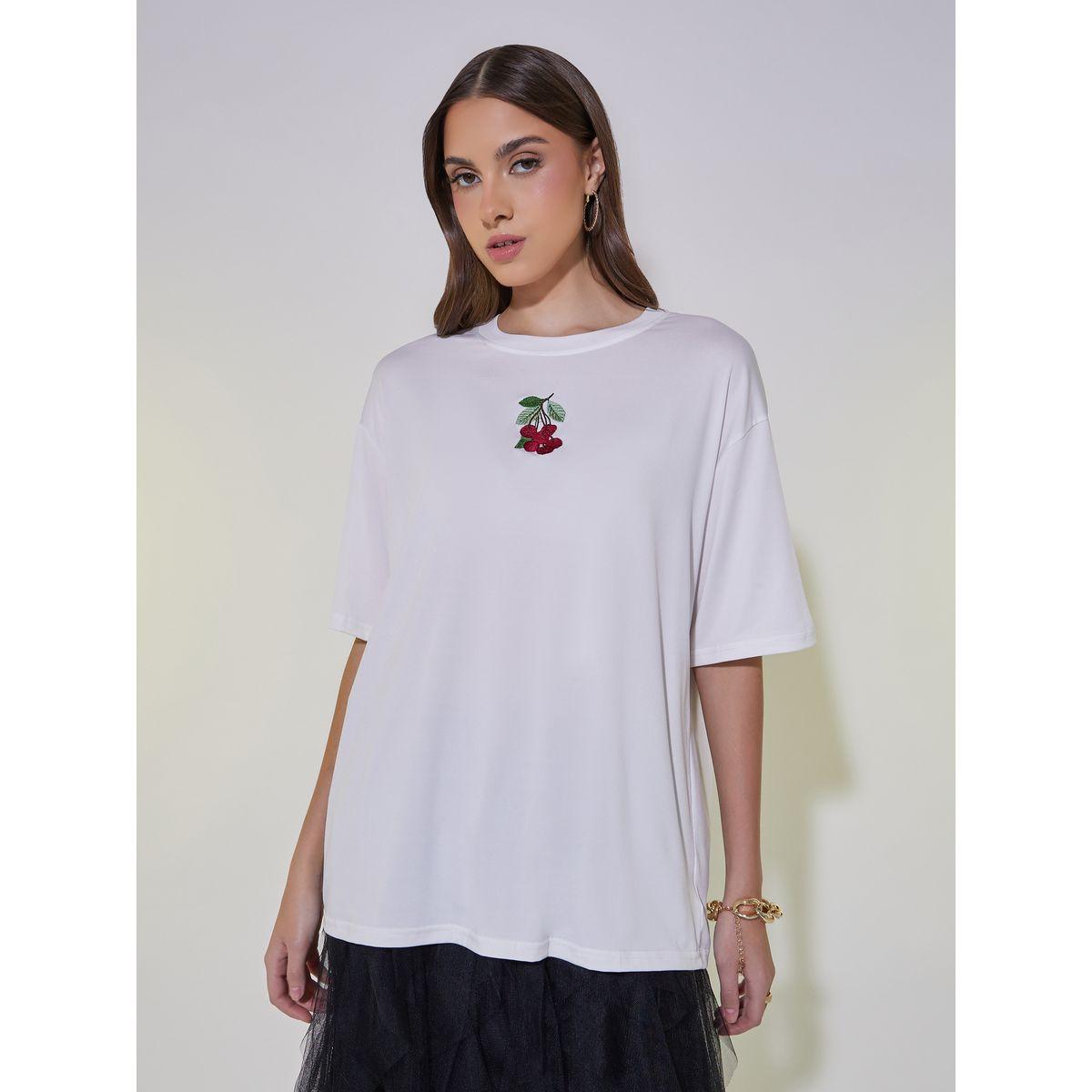 Embroidered Round Neck Oversized T-Shirt-women-clothing-tshirts-image-3