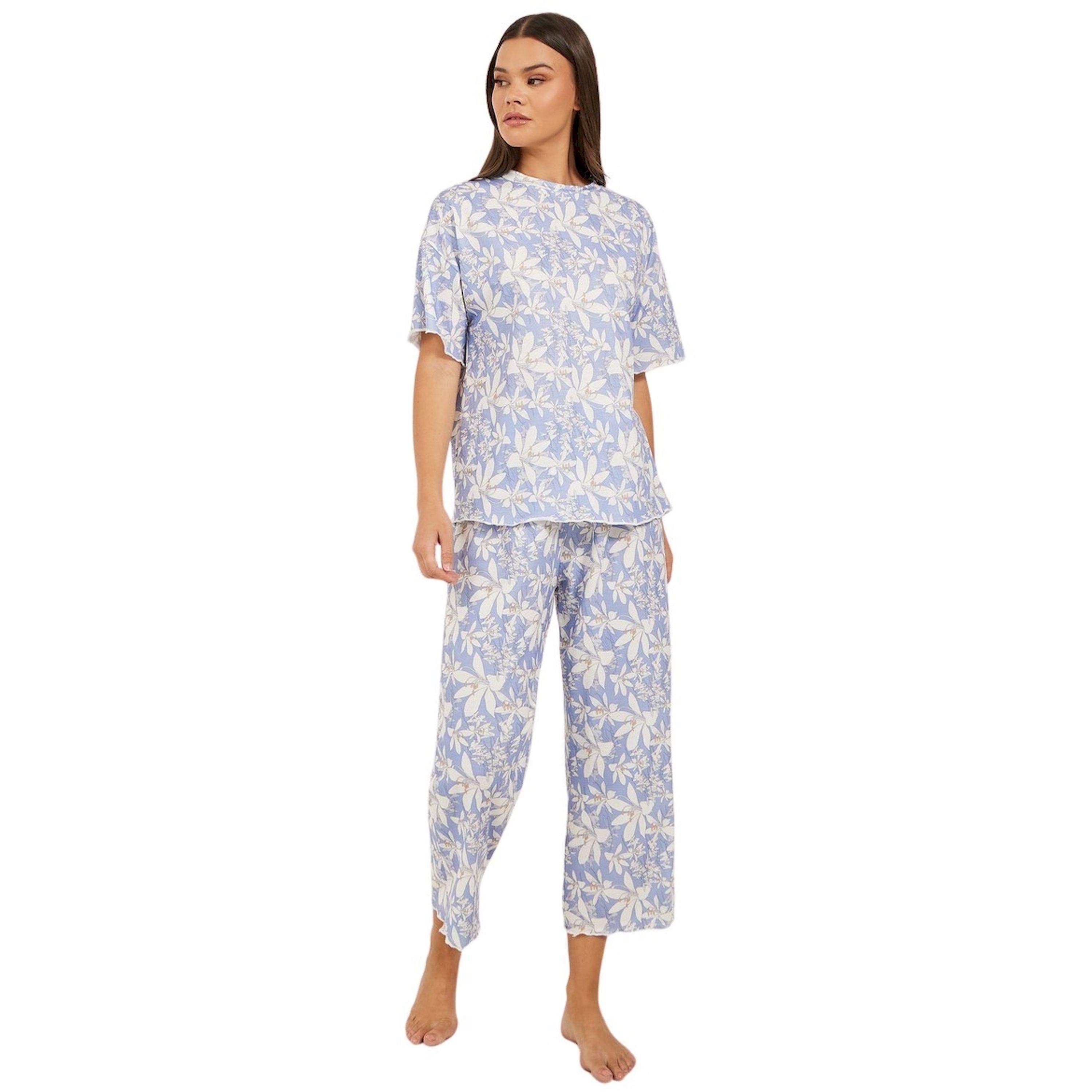 ستايلي - طقم برمودا بيجامة مع تي شيرت بحاشية متعرجة مطبوع بالزهور-women-clothing-nightwear-pyjamas-longsets-image-1