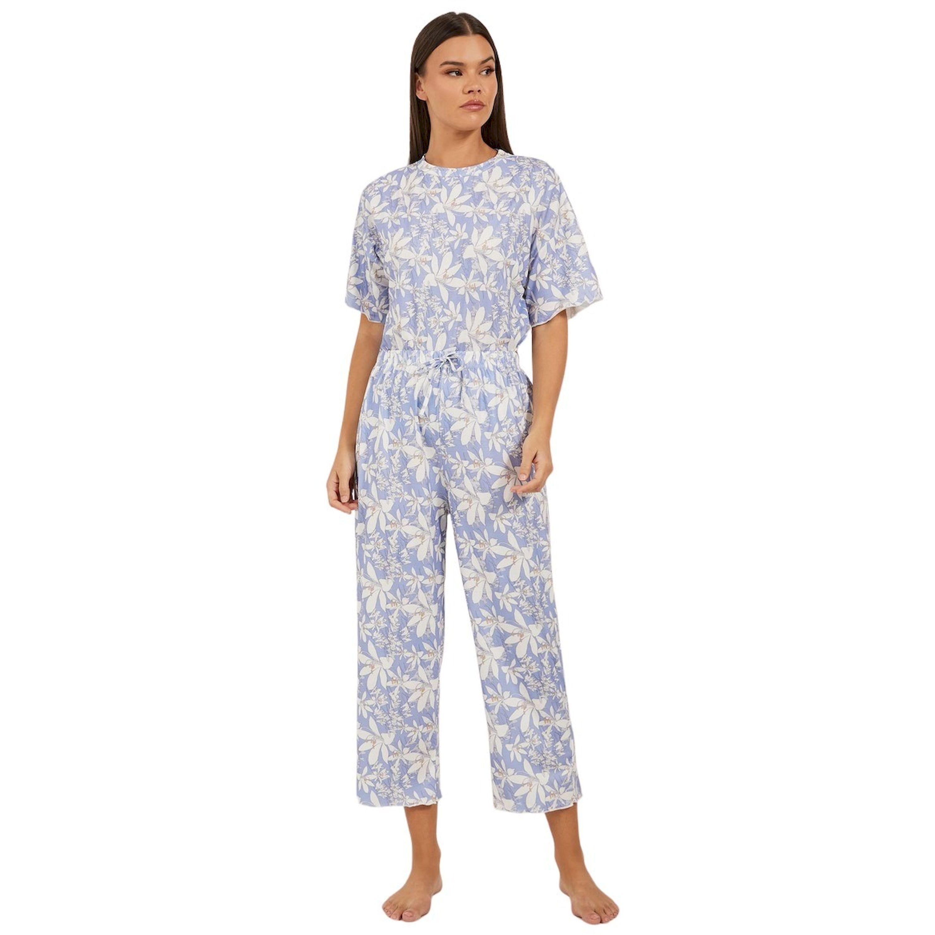 ستايلي - طقم برمودا بيجامة مع تي شيرت بحاشية متعرجة مطبوع بالزهور-women-clothing-nightwear-pyjamas-longsets-image-2