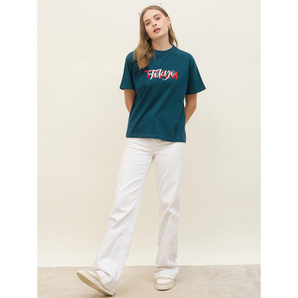 Styli Embroidered Slogan Boxy Fit Round Neck T-Shirt-women-clothing-tshirts-image-1