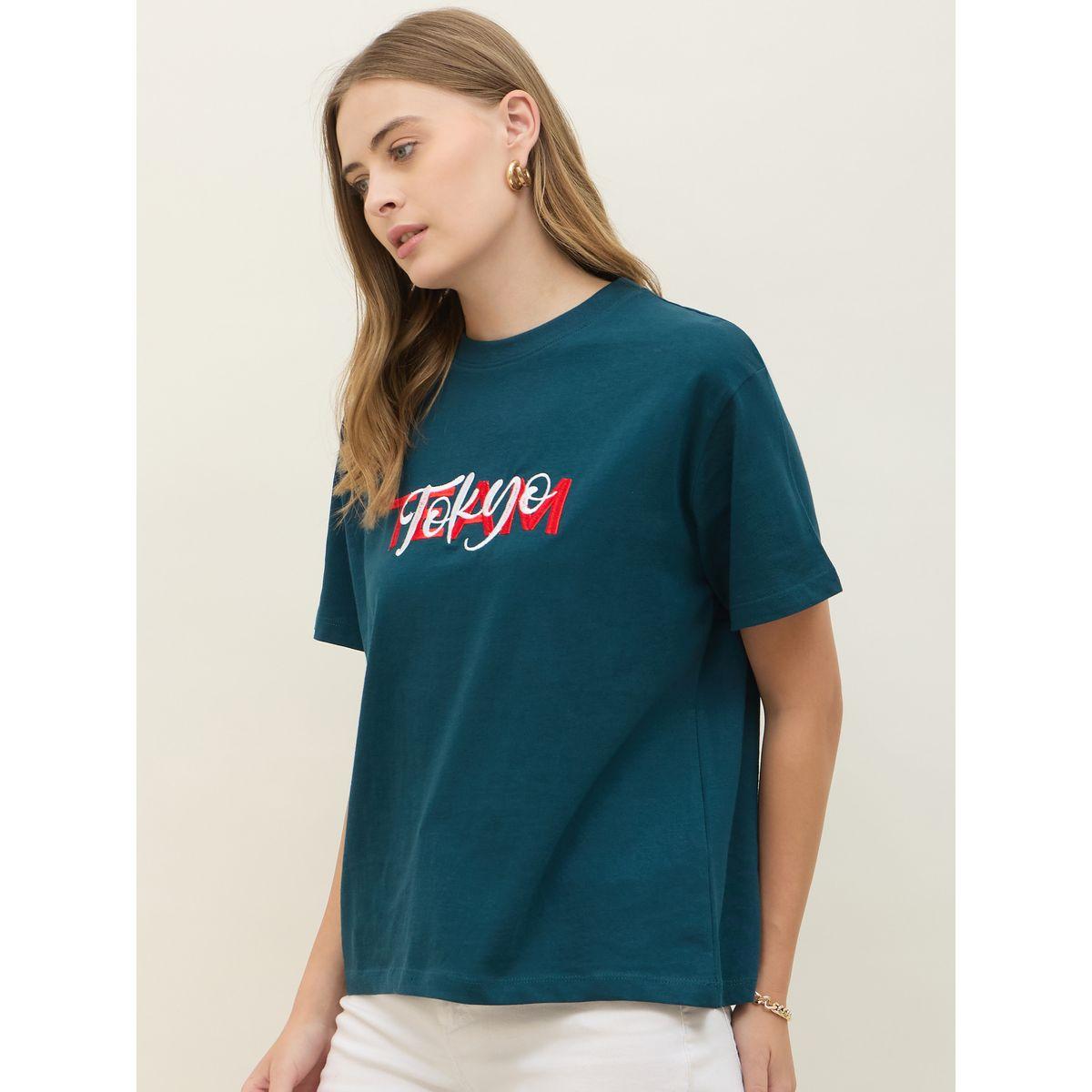 Styli Embroidered Slogan Boxy Fit Round Neck T-Shirt-women-clothing-tshirts-image-3