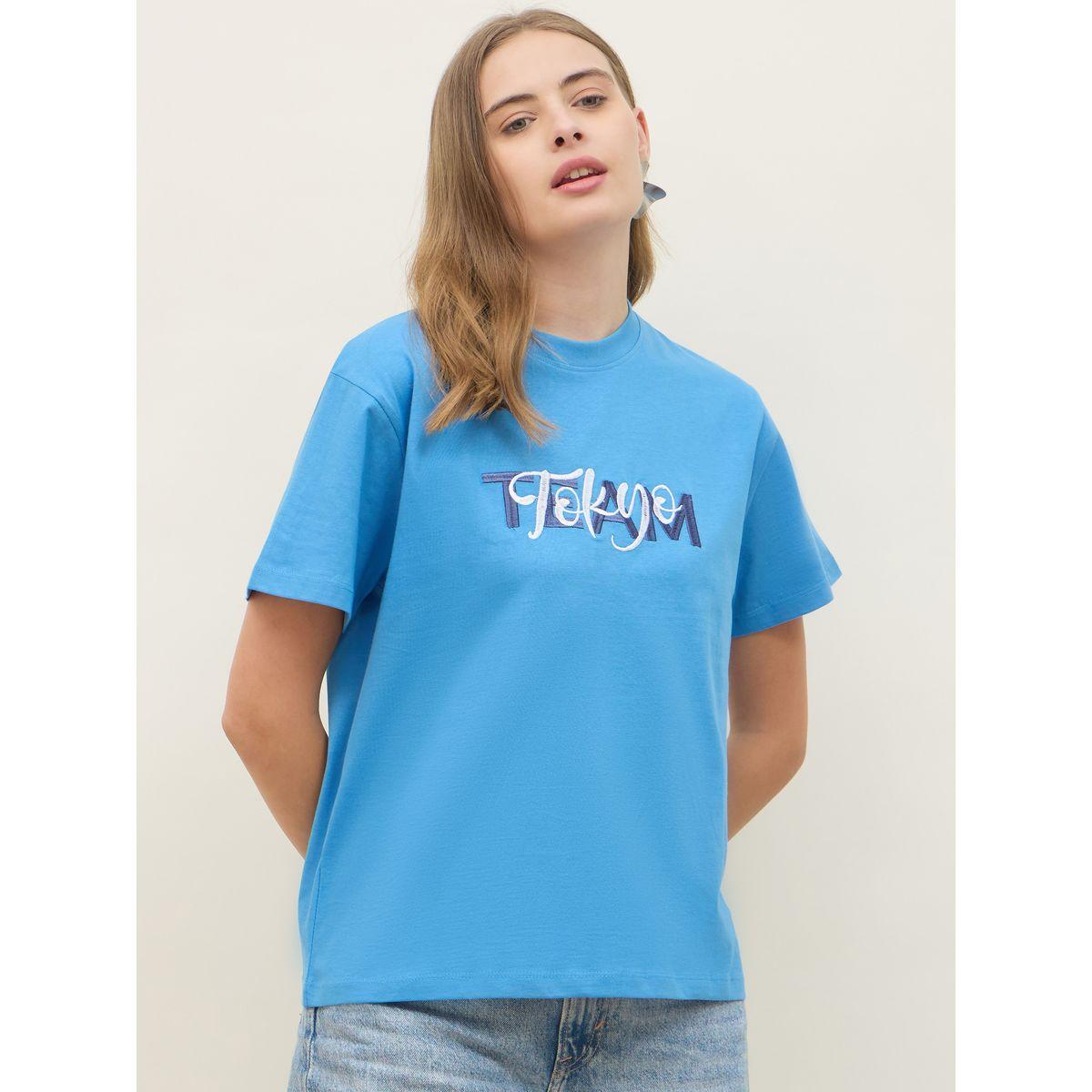 Styli Embroidered Slogan Boxy Fit Round Neck T-Shirt-women-clothing-tshirts-image-2