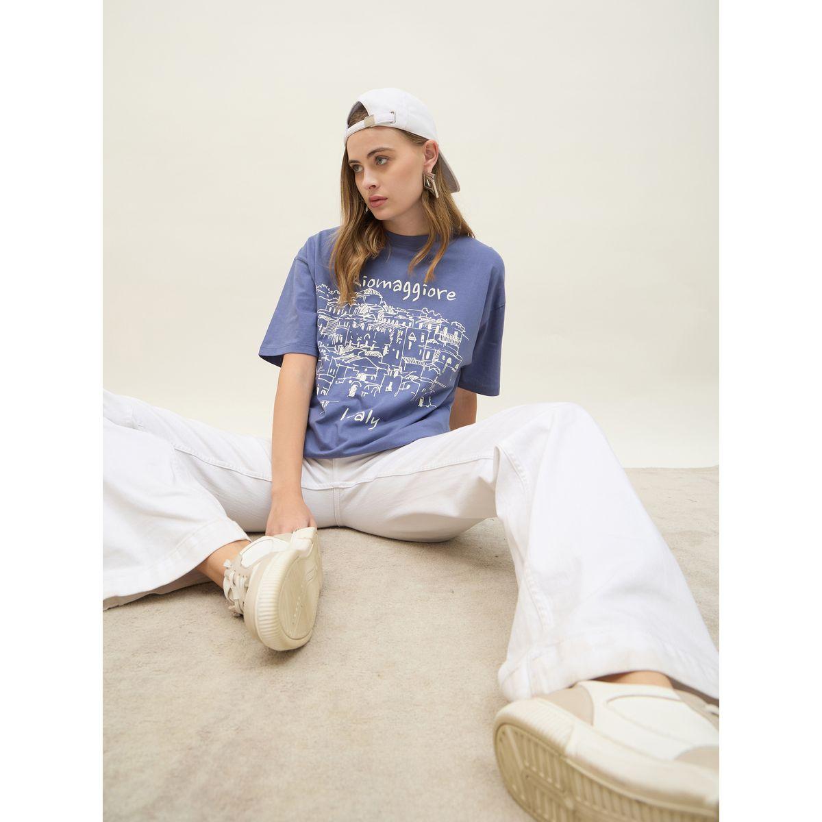 تيشيرت فضفاض بطبعة جرافيك وأكمام قصيرة-women-clothing-tshirts-image-6