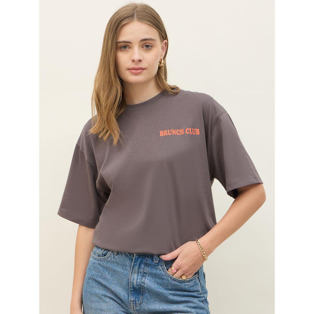 تيشيرت فضفاض بطبعة جرافيك وأكمام قصيرة-women-clothing-tshirts-image-2