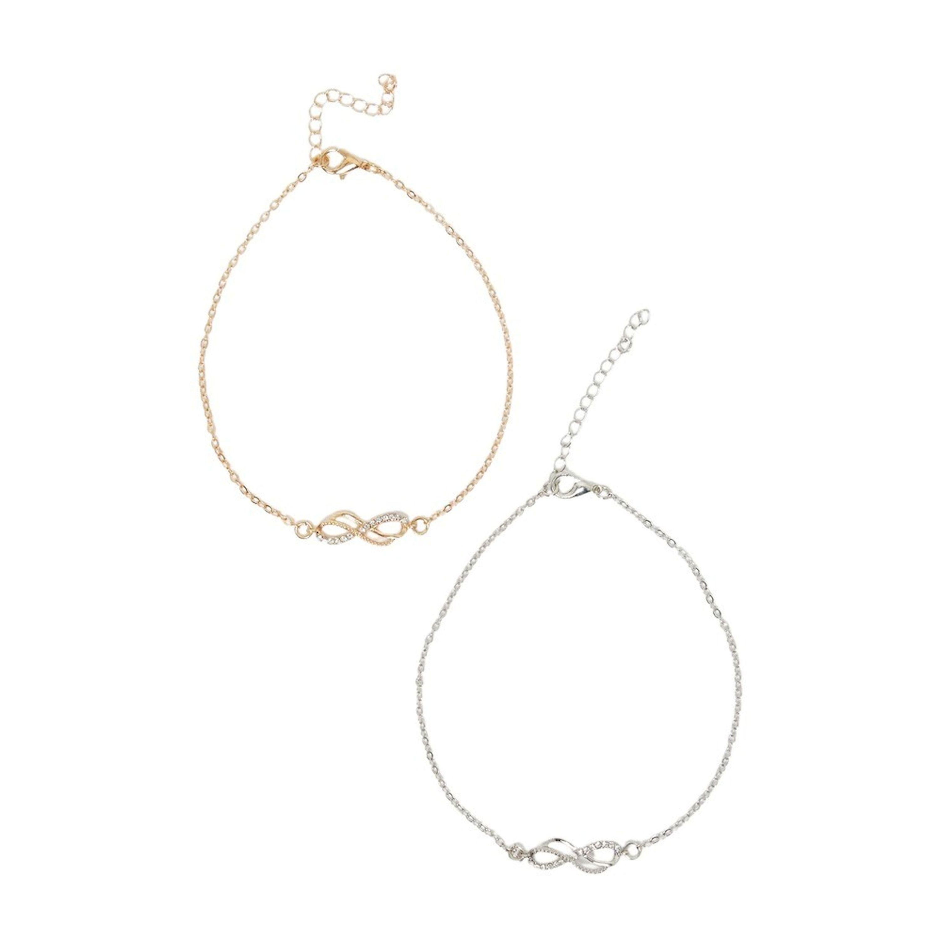 Styli Set of 2 - Embellished Bow Accent Anklet-women-watchesandjewellery-jewellery-anklets-image-1