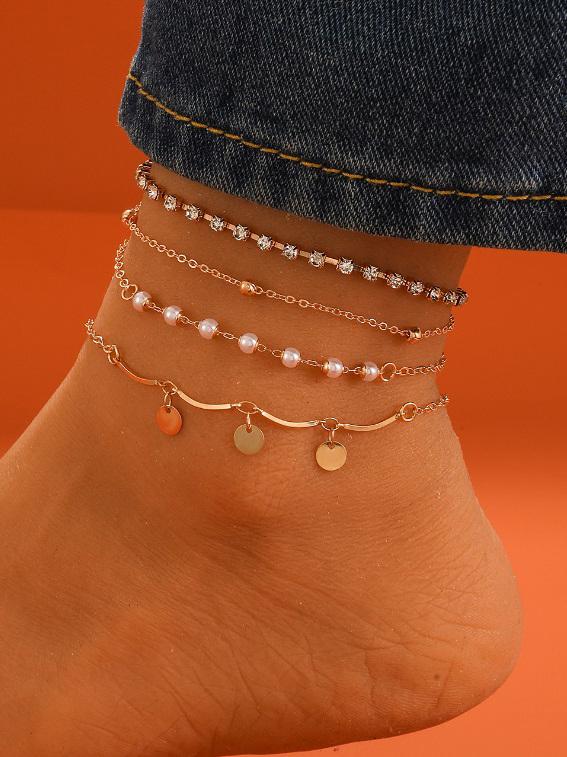 ستايلي - مجموعة من 4 قطع - خلخال كاجوال-women-watchesandjewellery-jewellery-anklets-image-1