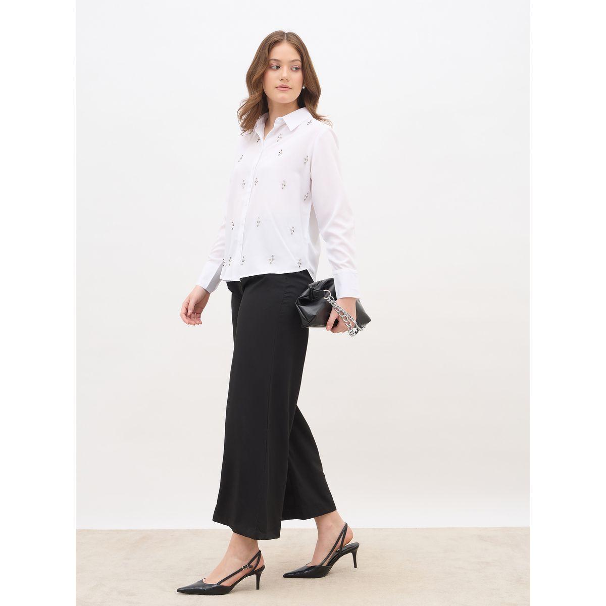 بلوزة منمقة بقصة عادية وأكمام طويلة-women-clothing-shirtsandblouses-shirts-image-1