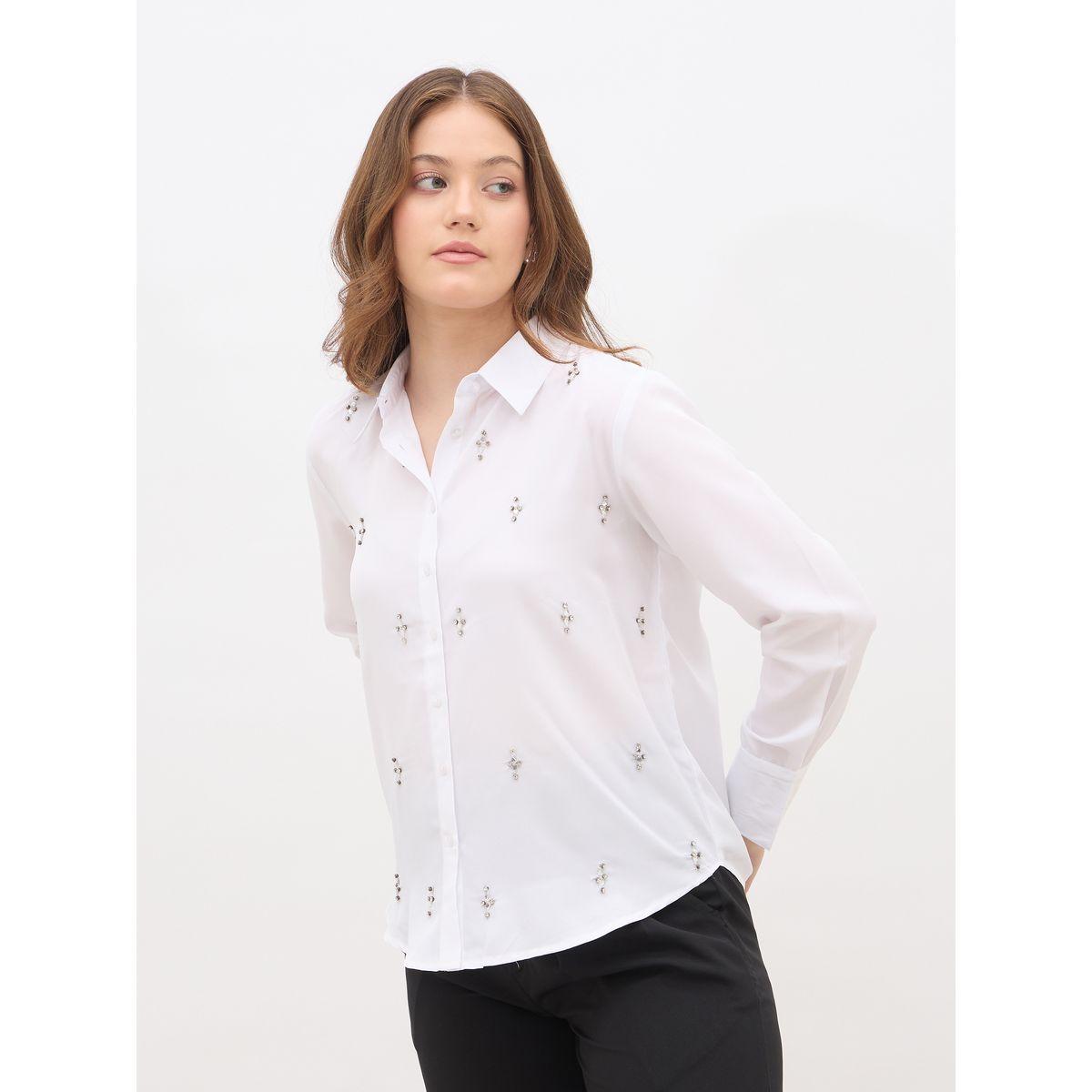 بلوزة منمقة بقصة عادية وأكمام طويلة-women-clothing-shirtsandblouses-shirts-image-3
