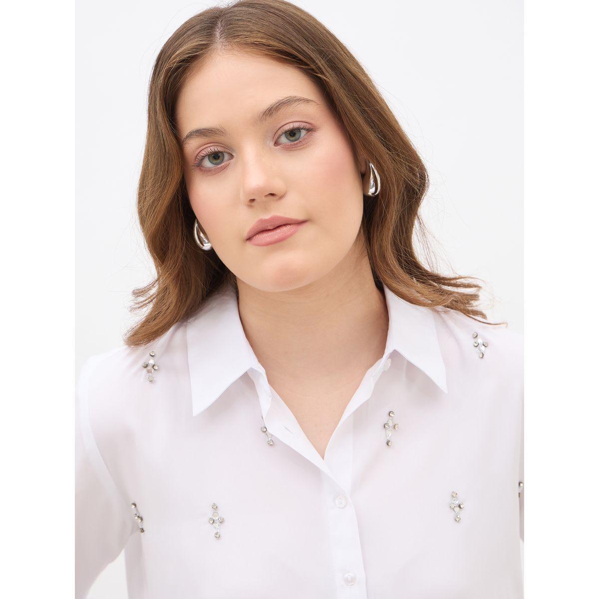 بلوزة منمقة بقصة عادية وأكمام طويلة-women-clothing-shirtsandblouses-shirts-image-4