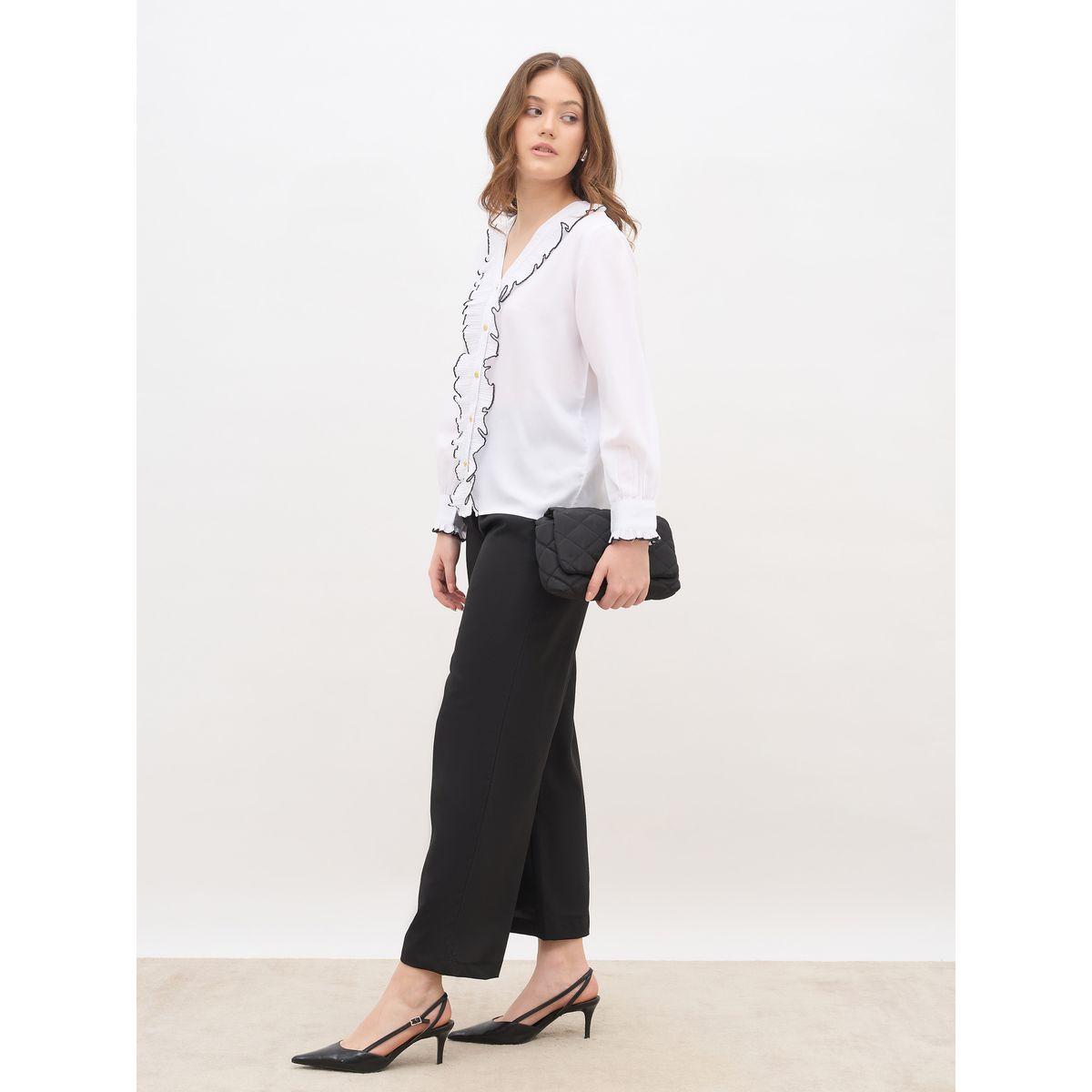 بلوزة بقصة عادية وكسرات مع تفاصيل كشكش-women-clothing-shirtsandblouses-shirts-image-1