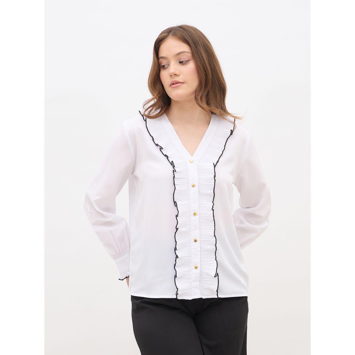 بلوزة بقصة عادية وكسرات مع تفاصيل كشكش-women-clothing-shirtsandblouses-shirts-image-2