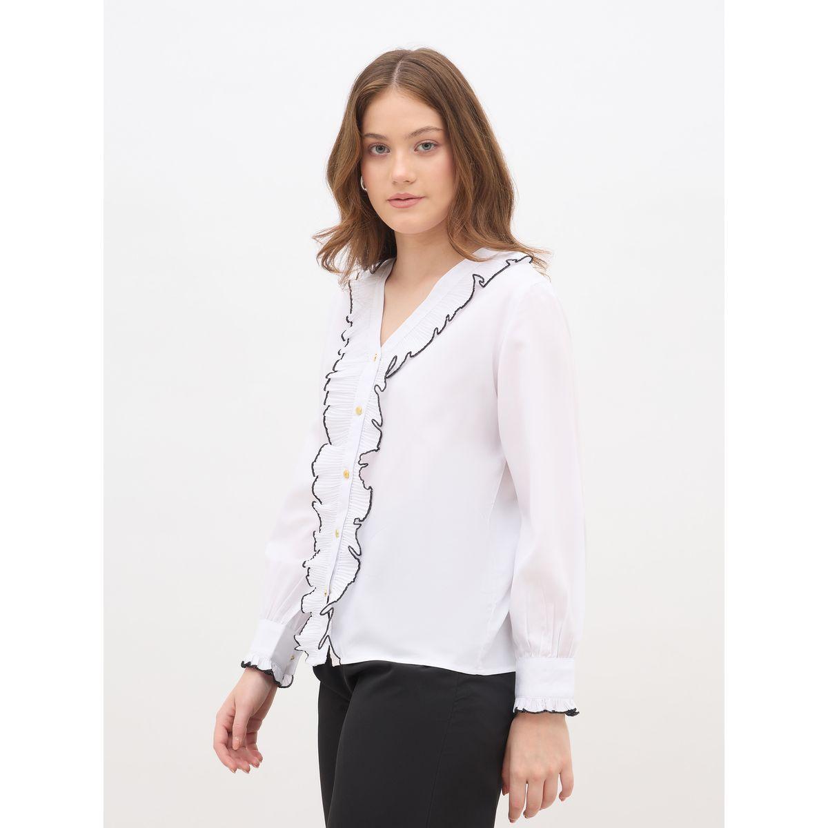 بلوزة بقصة عادية وكسرات مع تفاصيل كشكش-women-clothing-shirtsandblouses-shirts-image-3