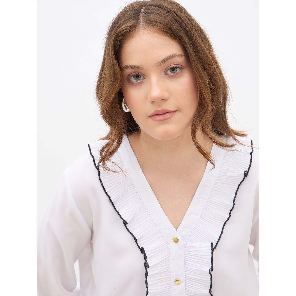 بلوزة بقصة عادية وكسرات مع تفاصيل كشكش-women-clothing-shirtsandblouses-shirts-image-4