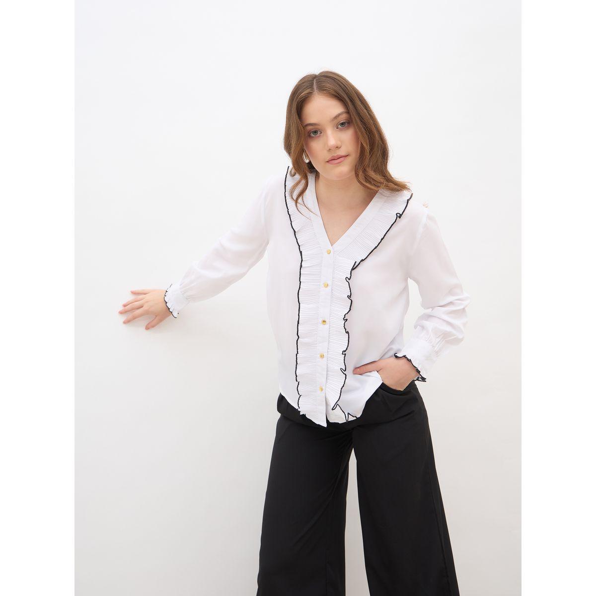 بلوزة بقصة عادية وكسرات مع تفاصيل كشكش-women-clothing-shirtsandblouses-shirts-image-6