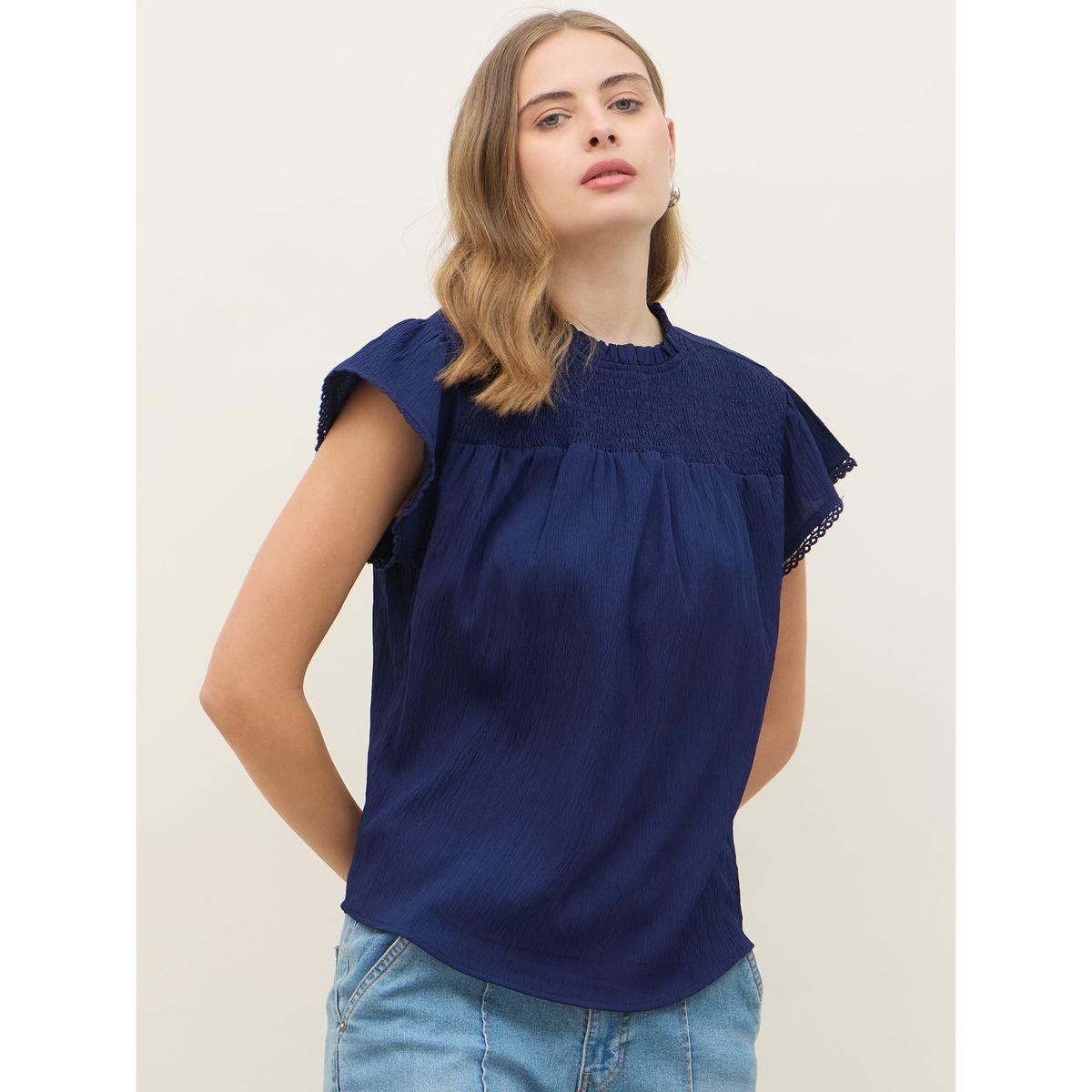 بلوزة بقصة عادية وياقة دائرية-women-clothing-shirtsandblouses-blouses-image-2