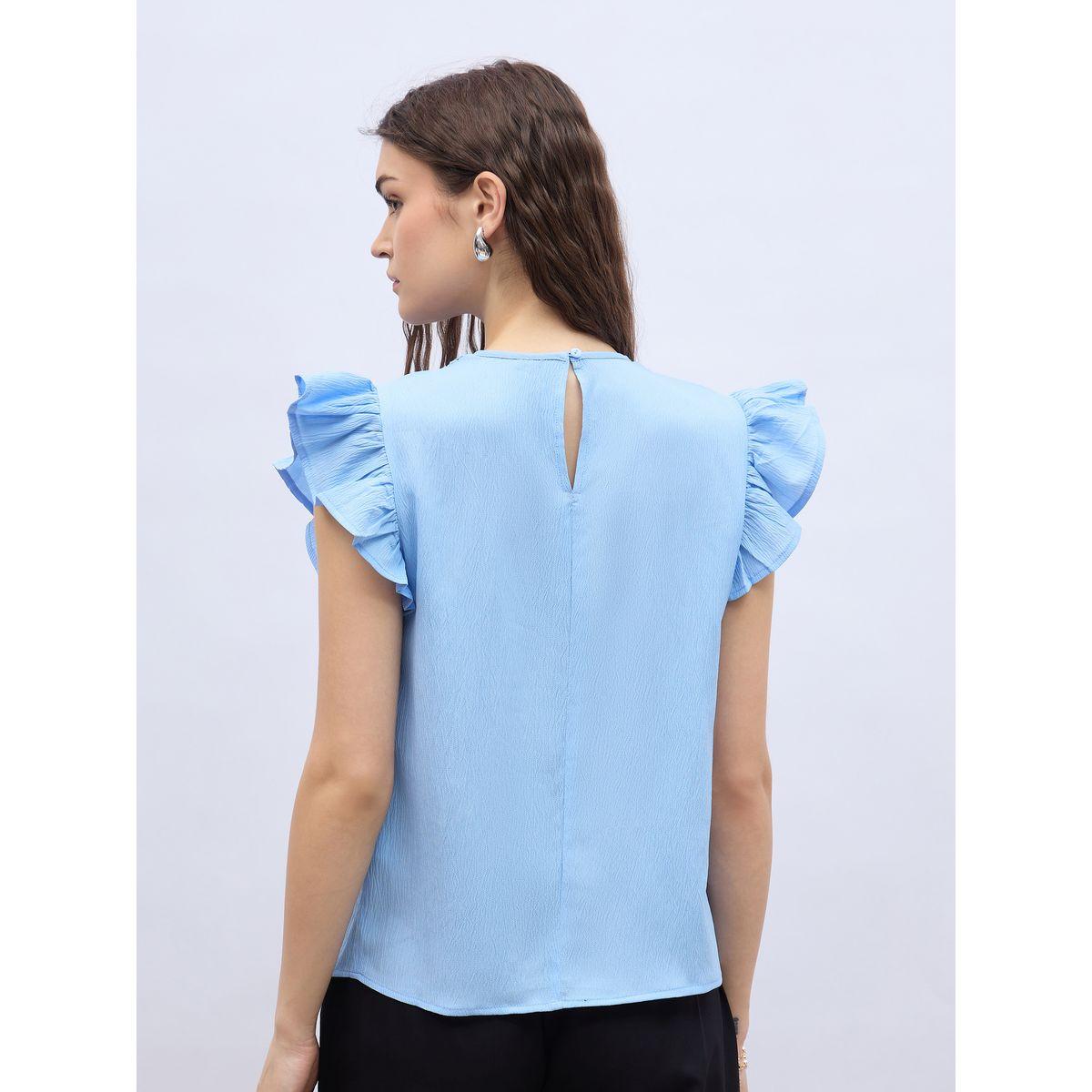 بلوزة بقصة عادية وأكمام بكشكش مع دانتيل-women-clothing-shirtsandblouses-blouses-image-5