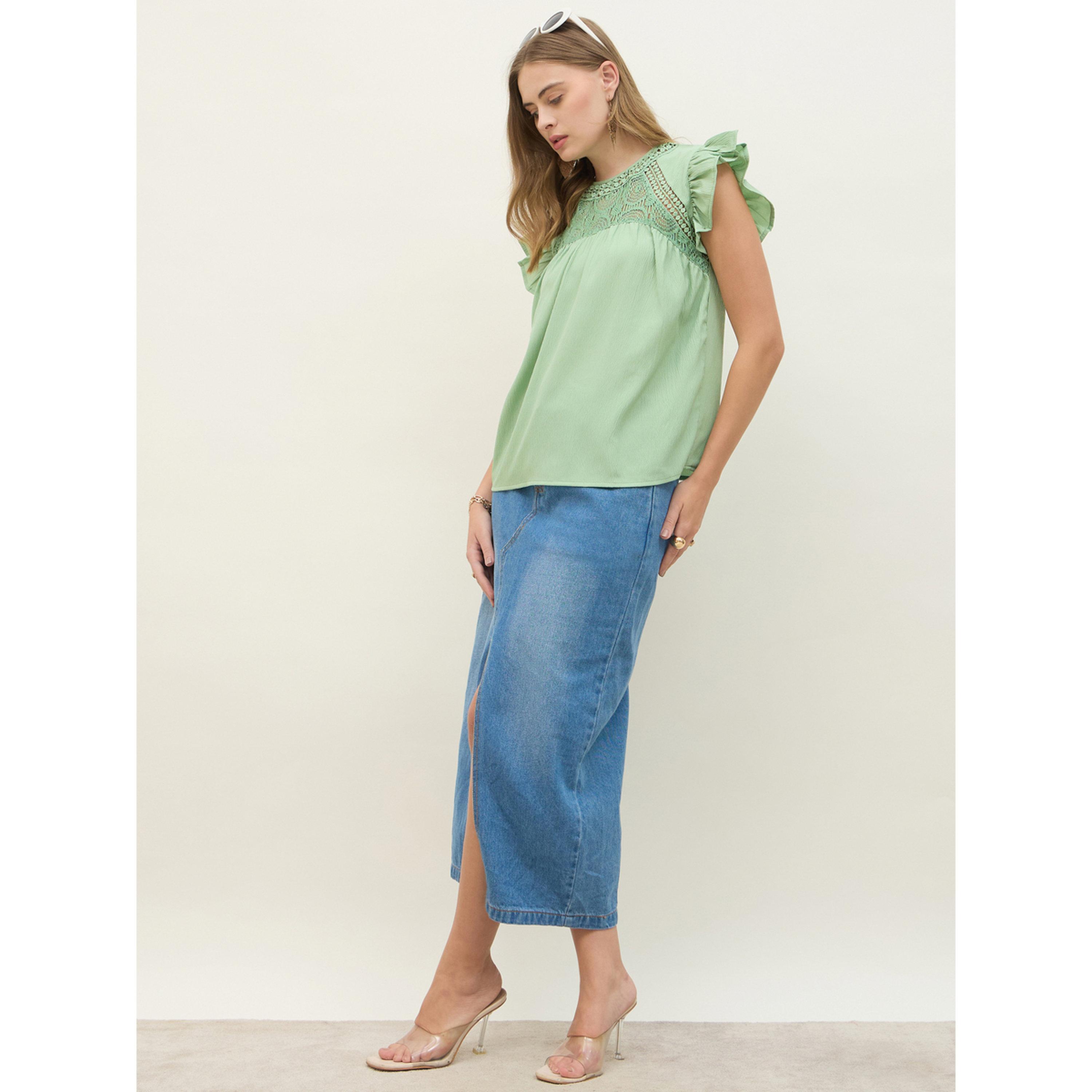 بلوزة بأكمام مكشكشة ومطرزة للنساء-women-clothing-shirtsandblouses-blouses-image-2