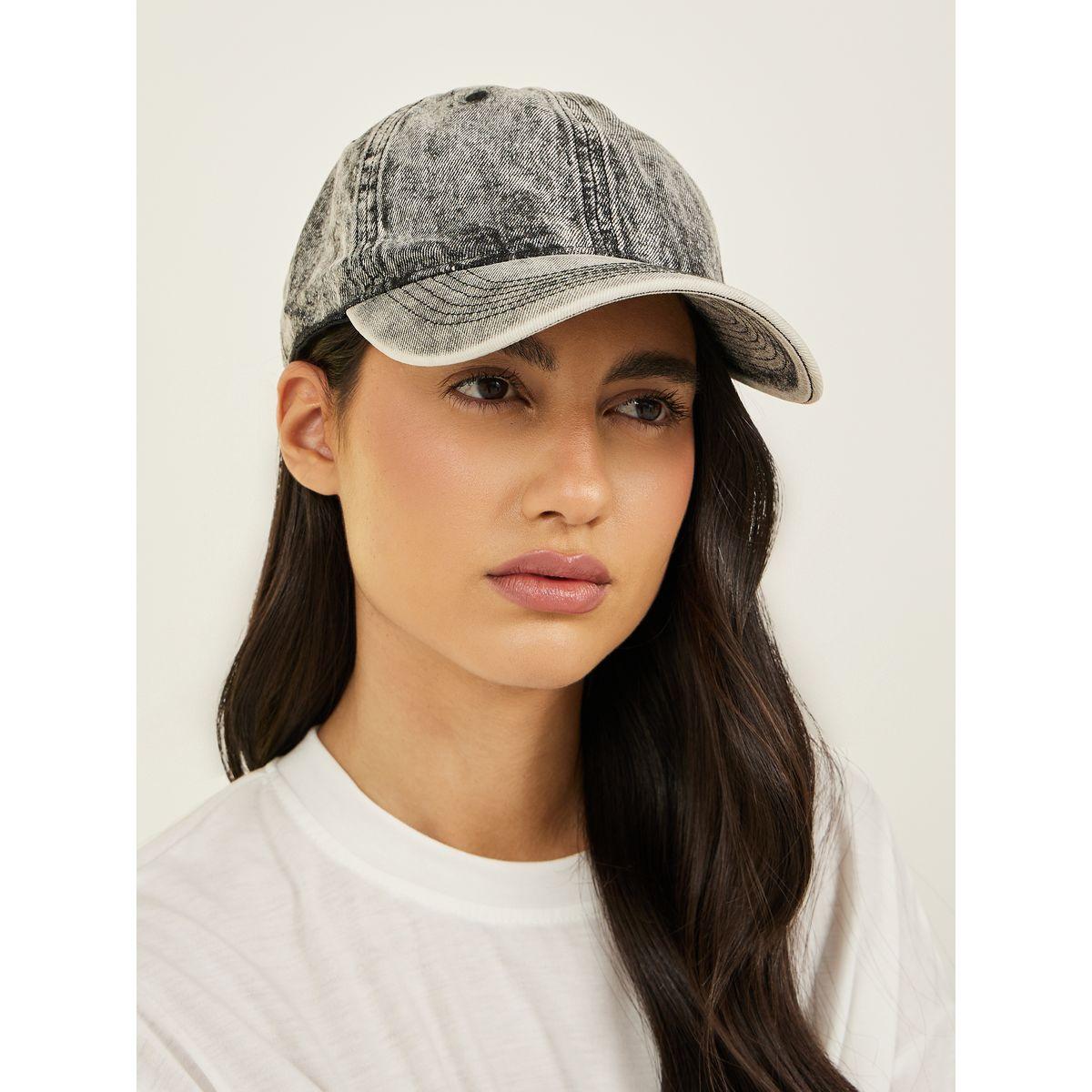 Styli Acid Wash Denim Baseball Cap-women-winterwear-capsandhats-image-4