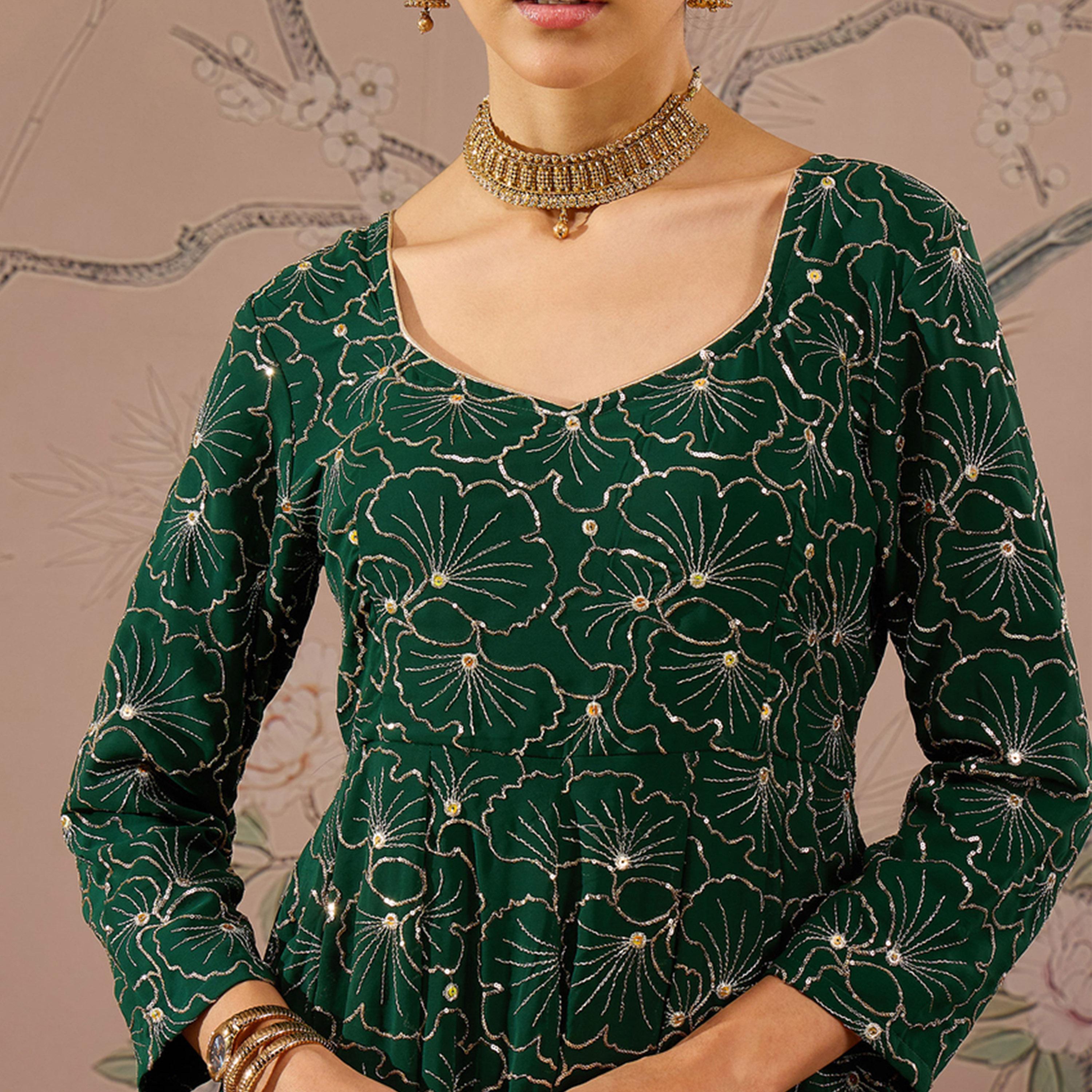Shae by SASSAFRAS X Styli Embellished Sequins Sweetheart Neck Kurta-women-clothing-ethnicwear-kurtas-image-4