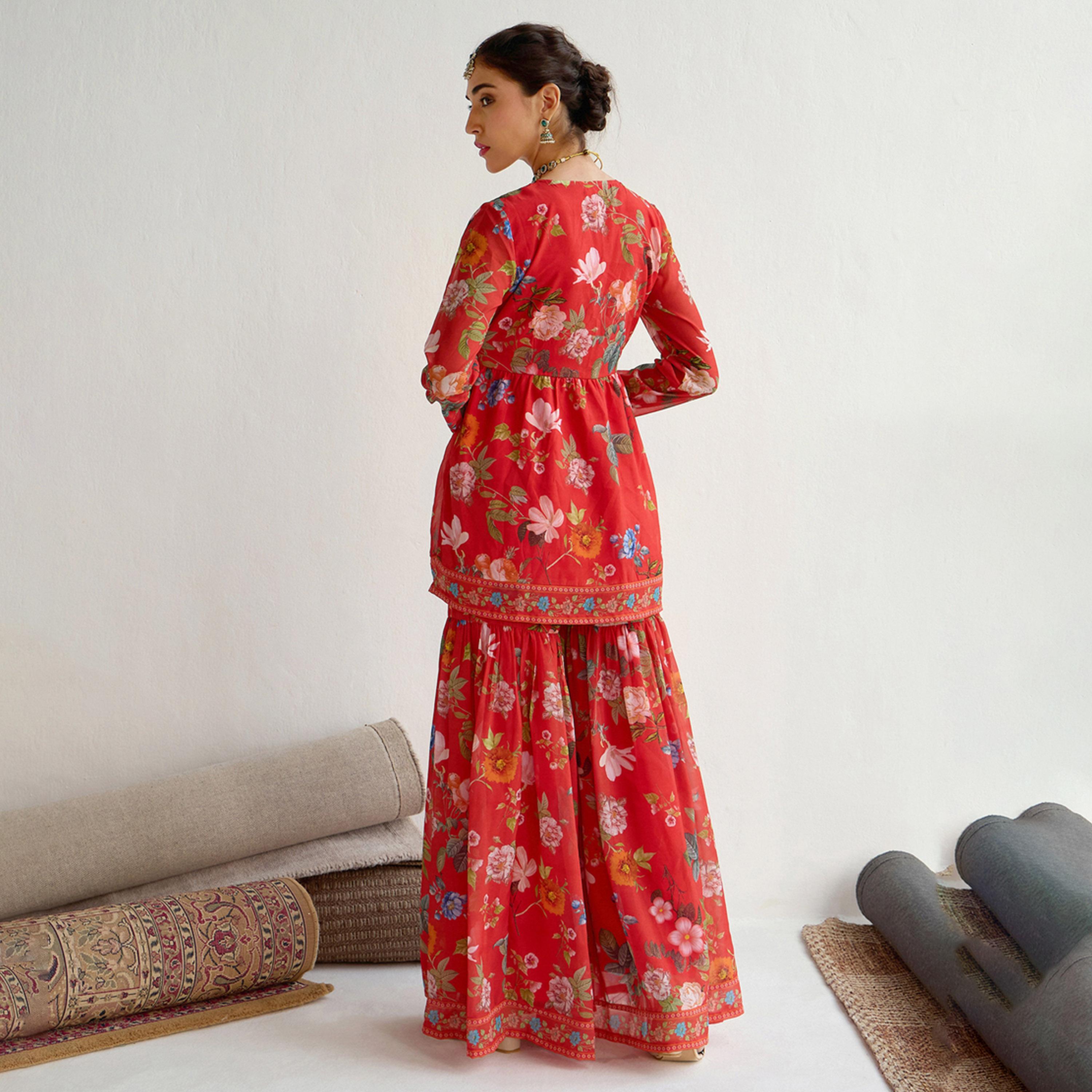 شيا باي ساسافراس × ستايلي - طقم بلوزة ببلوم بطبعة زهور مع بنطال شارارا-women-clothing-ethnicwear-salwarsuits-image-6