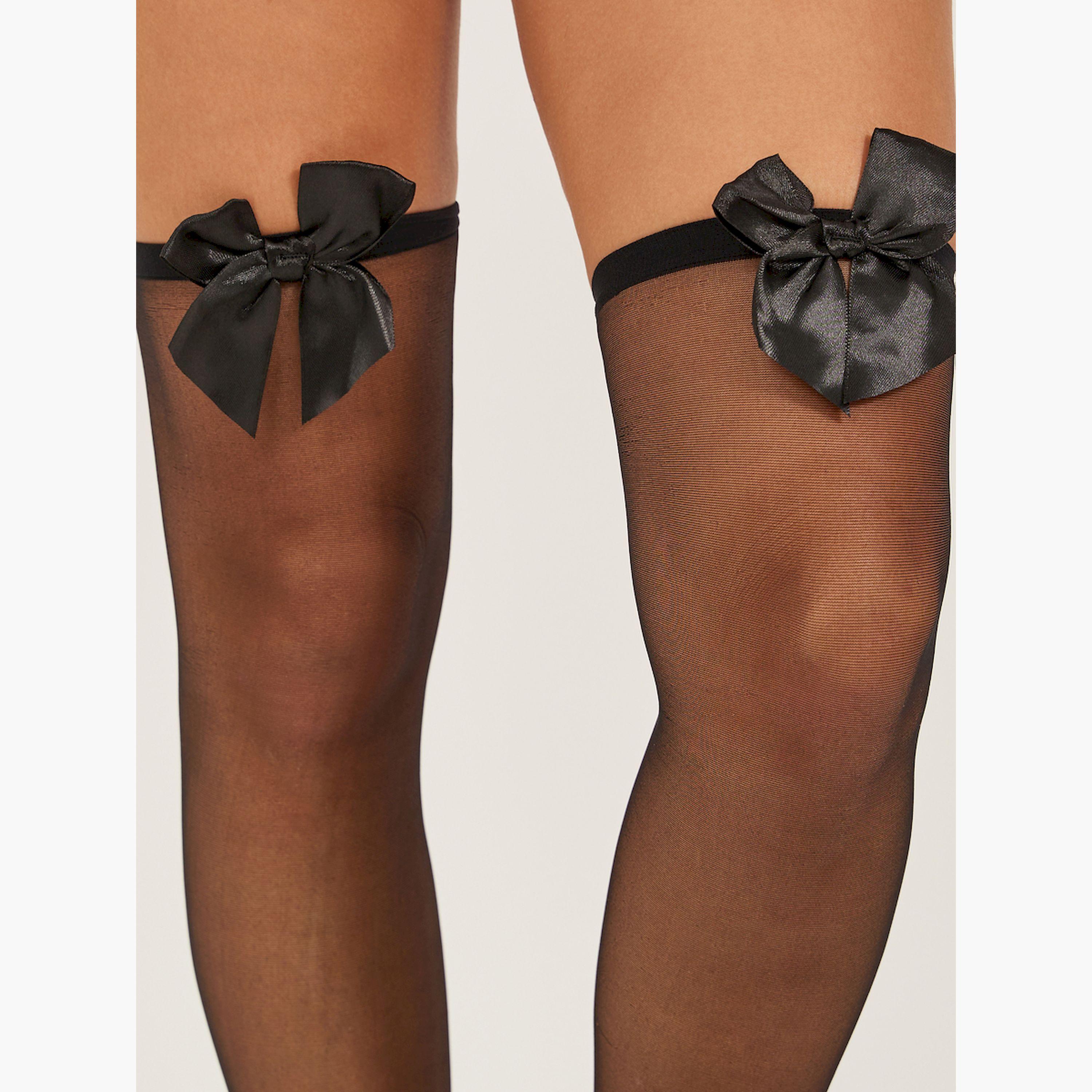Styli Ribbon Accent Stockings-women-socksandstockings-image-2