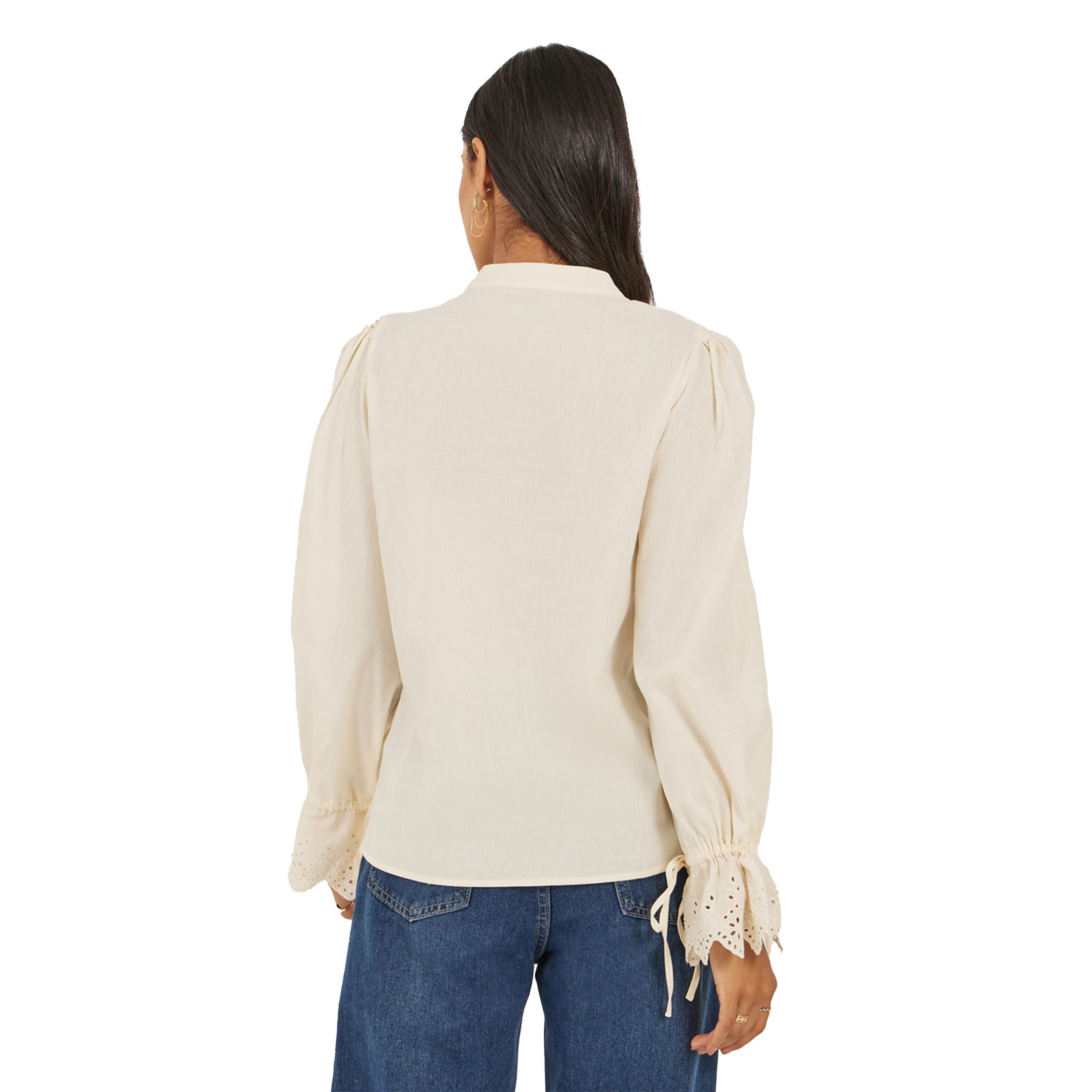 Styli Women Cream Solid Volume Sleeves Lace-Up Top-women-clothing-shirtsandblouses-blouses-image-5