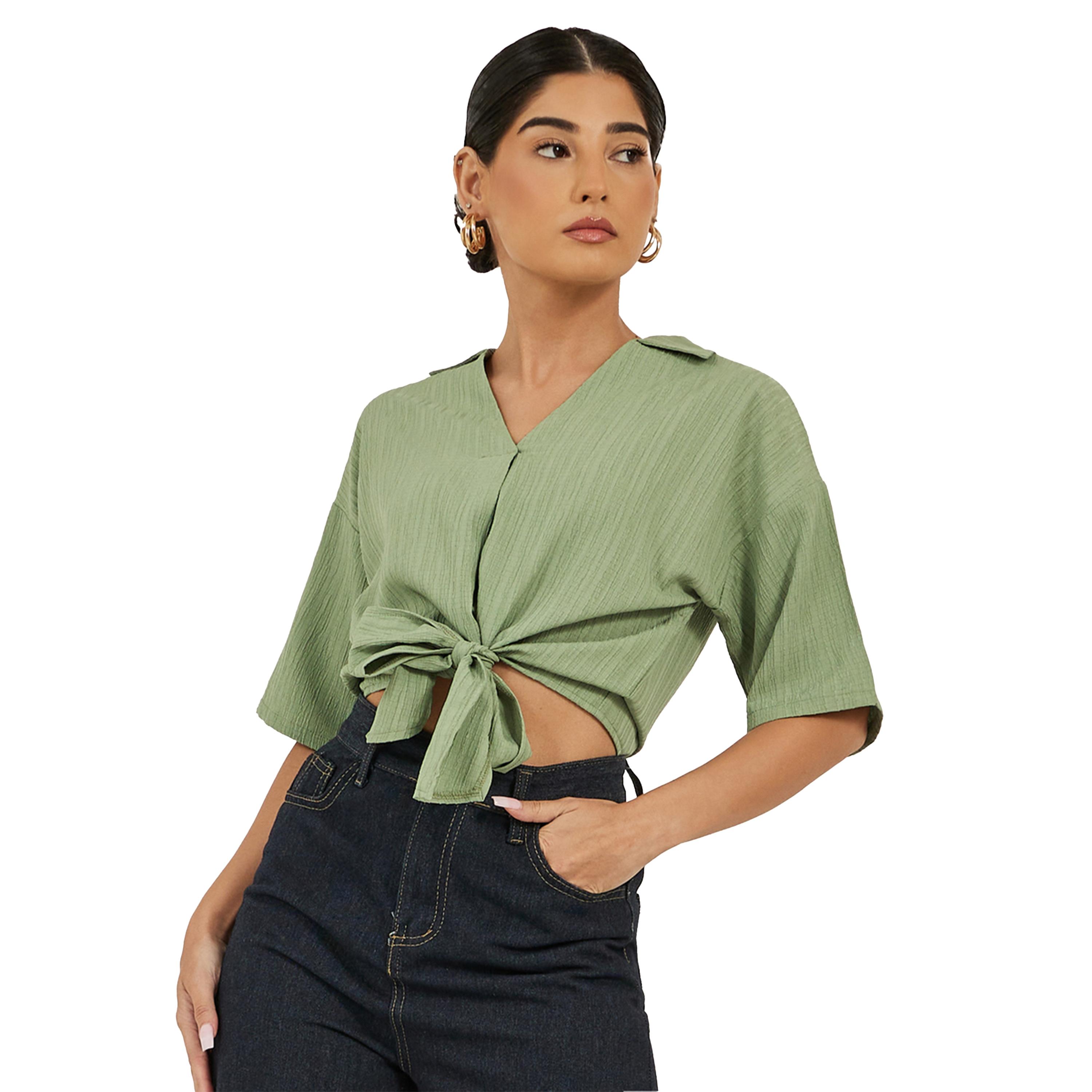 ستايلي -  قمة مزخرفة برقبة V-women-clothing-shirtsandblouses-blouses-image-1