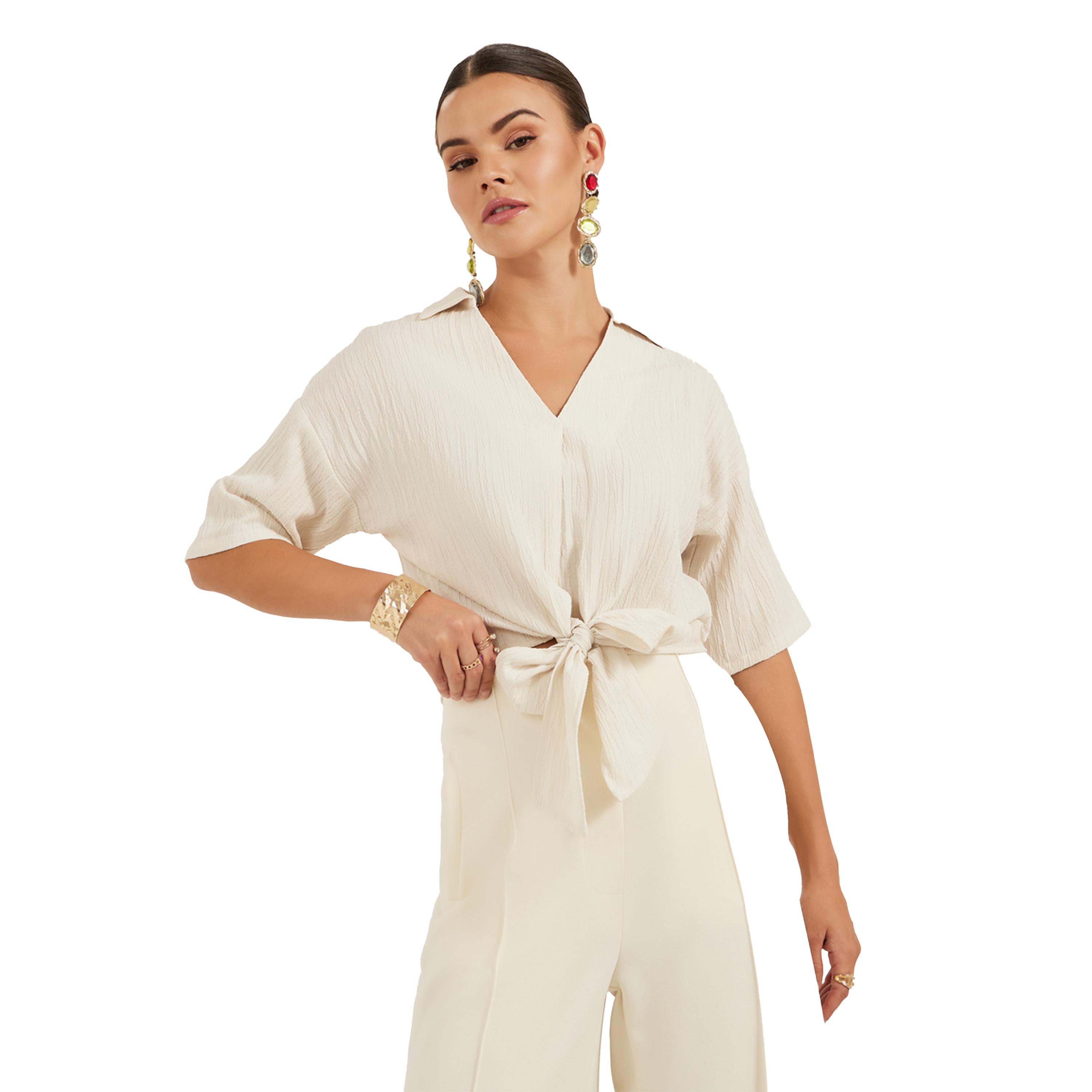 ستايلي -  قمة مزخرفة برقبة V-women-clothing-shirtsandblouses-blouses-image-1