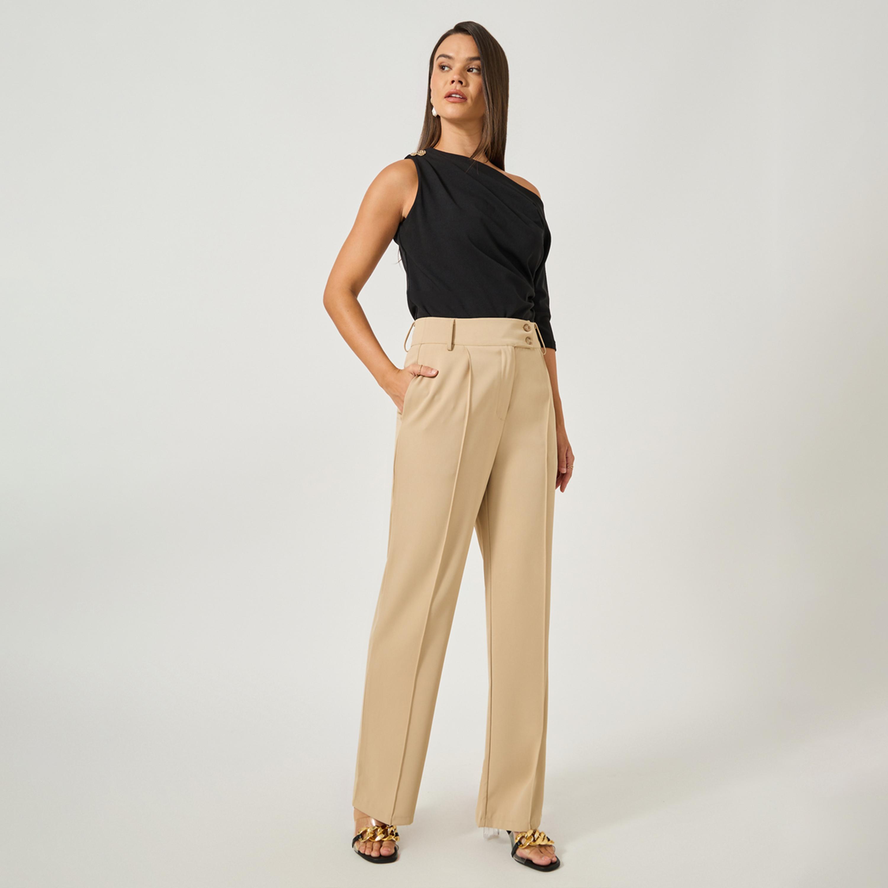 ستايلي - بلوزة ملائمة للجسم بفتحة رقبة غير متماثلة وحواف بلمعة معدنية-women-clothing-shirtsandblouses-blouses-image-2