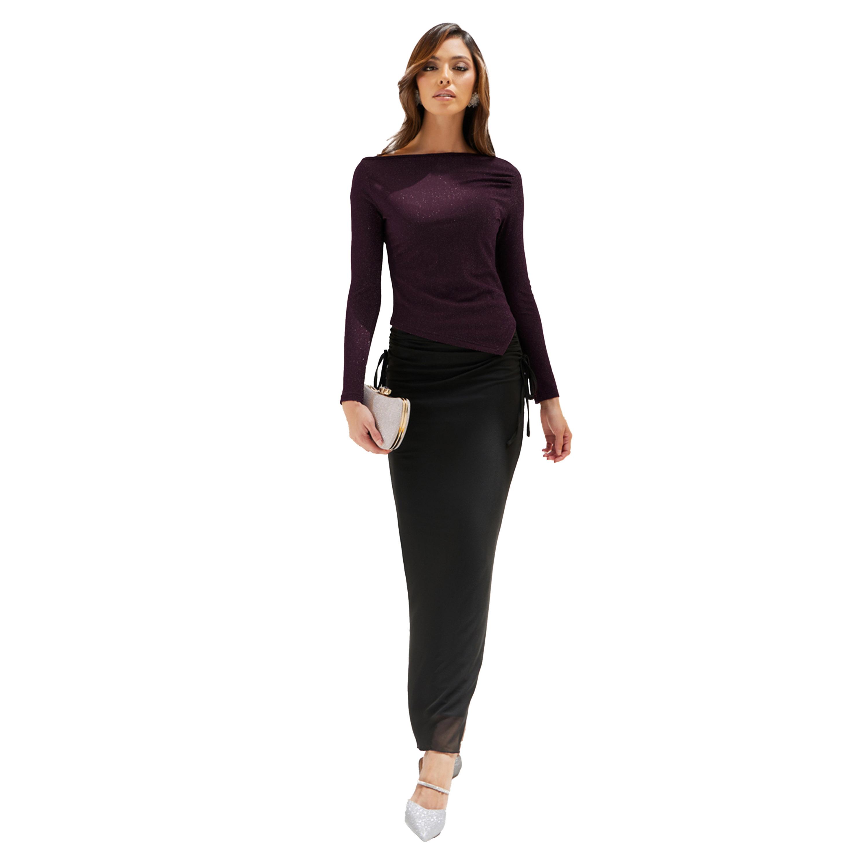Styli Asymmetrical Neck Knit Fitted Top-women-clothing-shirtsandblouses-blouses-image-2