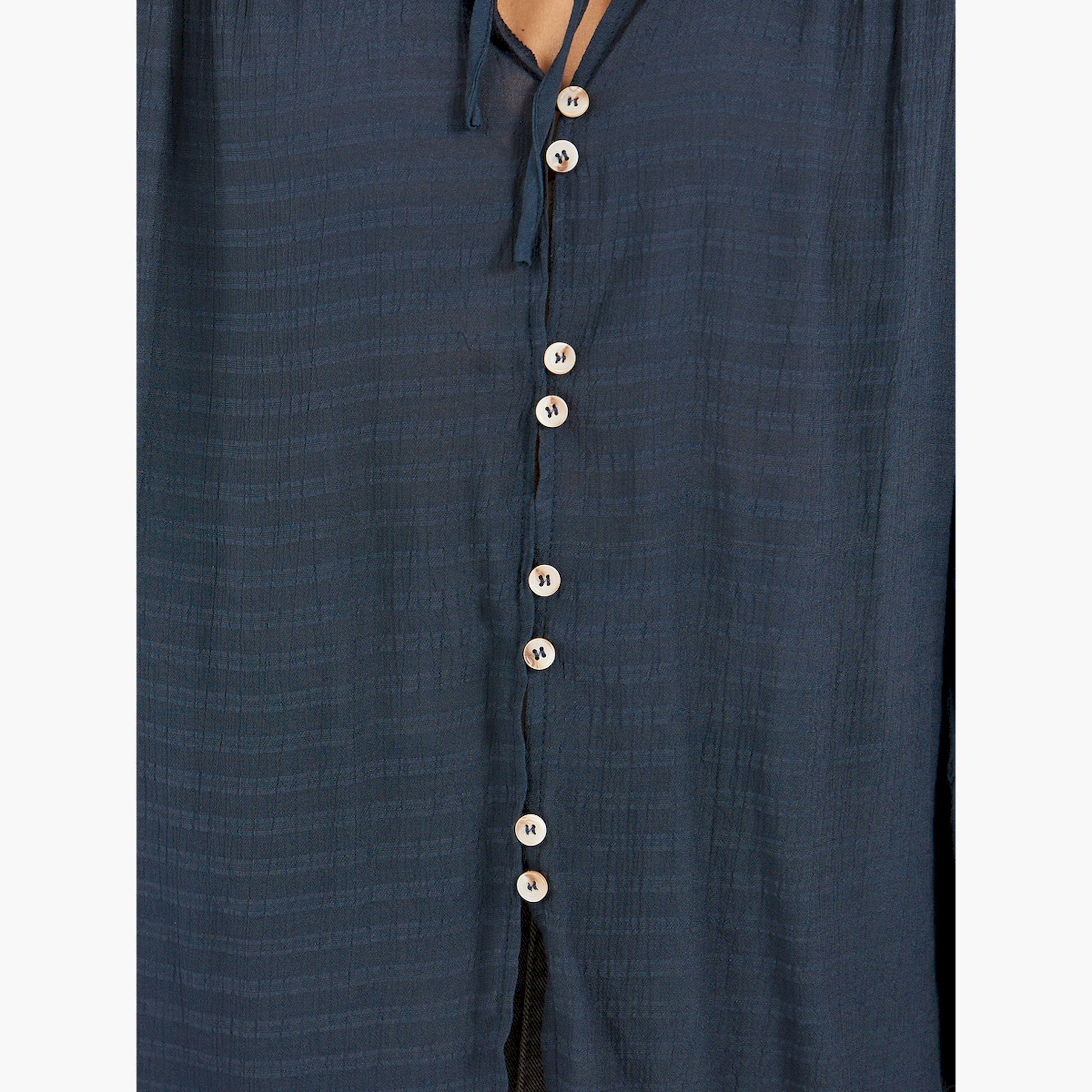 Styli Self Design Button Down Top with Tie Detail-women-clothing-shirtsandblouses-blouses-image-3