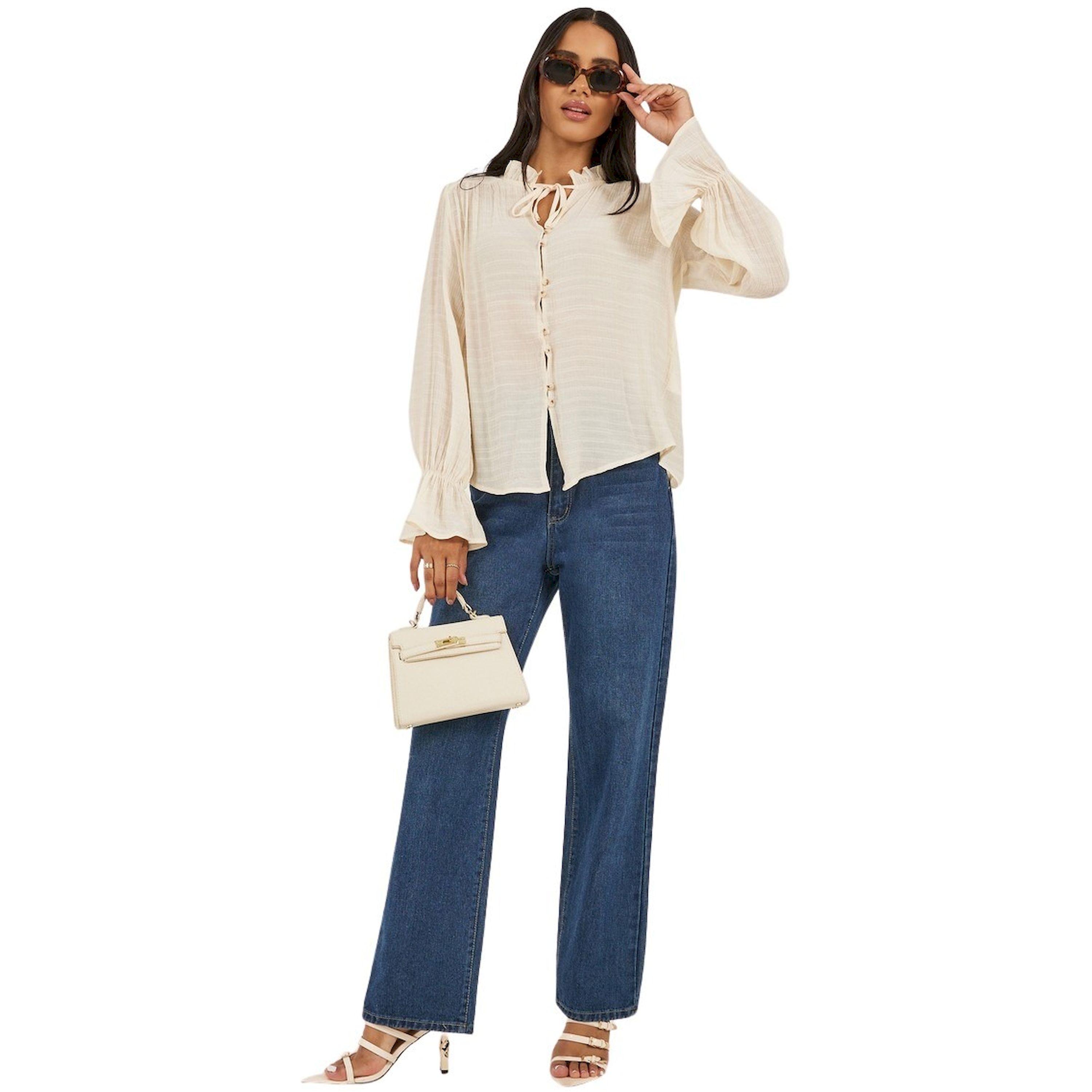Styli Self Design Button Down Top with Tie Detail-women-clothing-shirtsandblouses-blouses-image-2