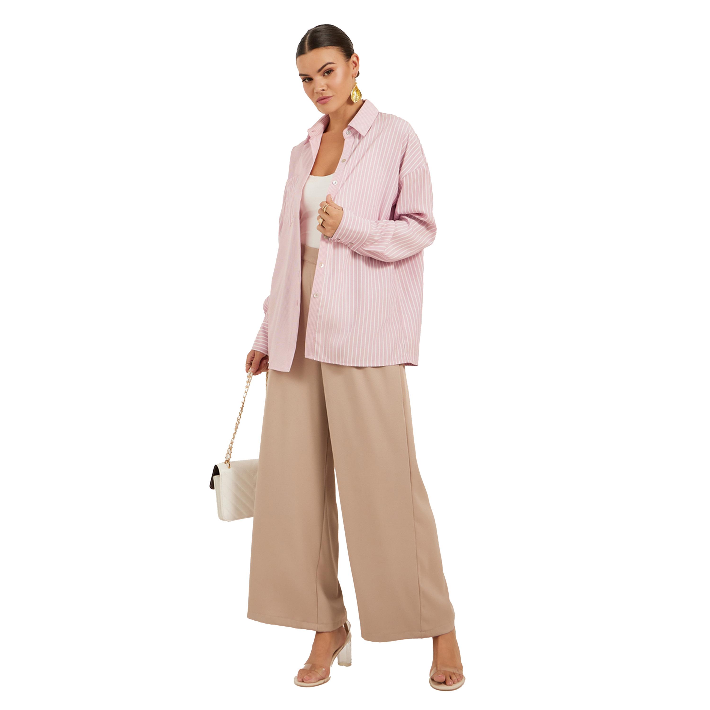 Styli Striped Button Down Oversized Shirt-women-clothing-shirtsandblouses-shirts-image-2
