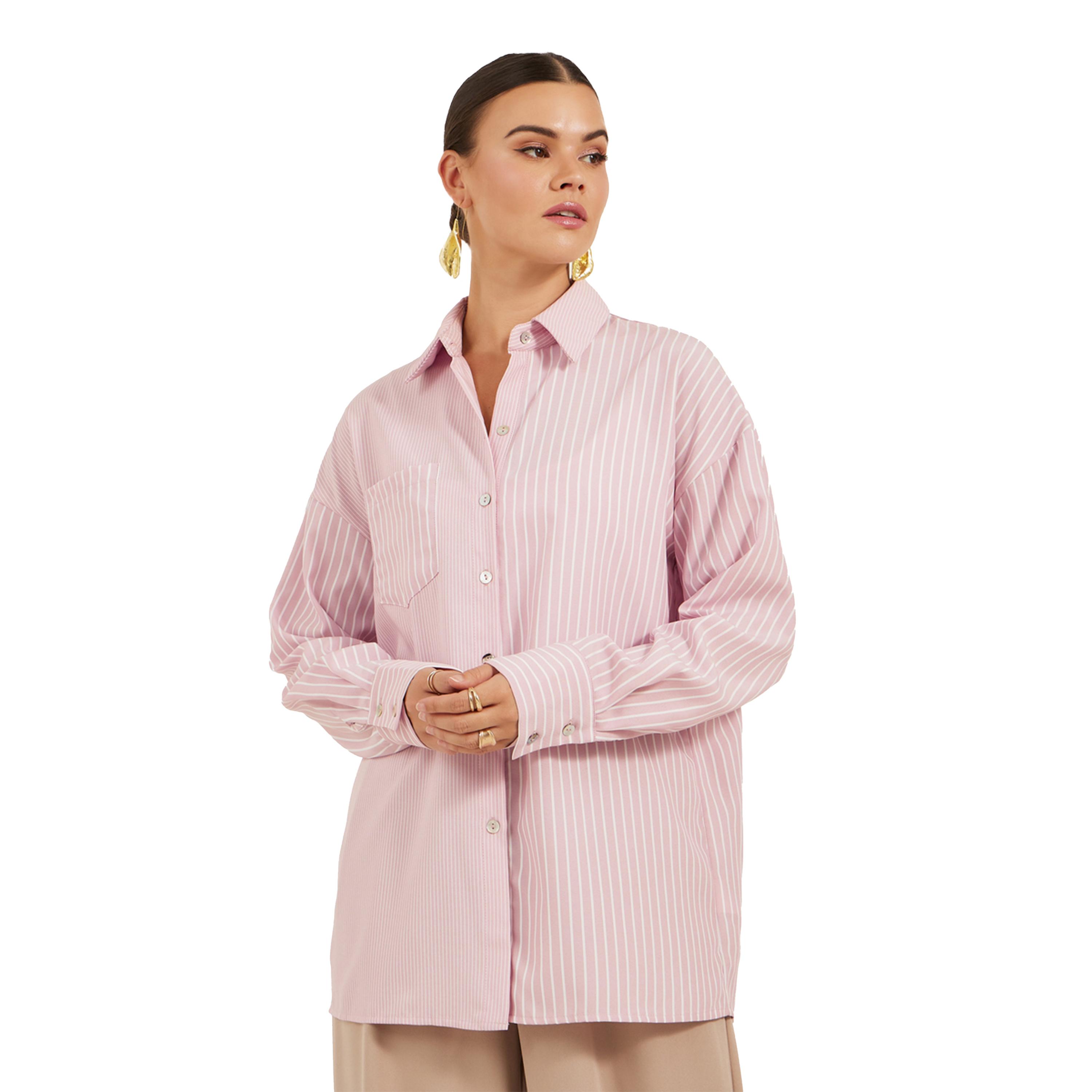 Styli Striped Button Down Oversized Shirt-women-clothing-shirtsandblouses-shirts-image-3