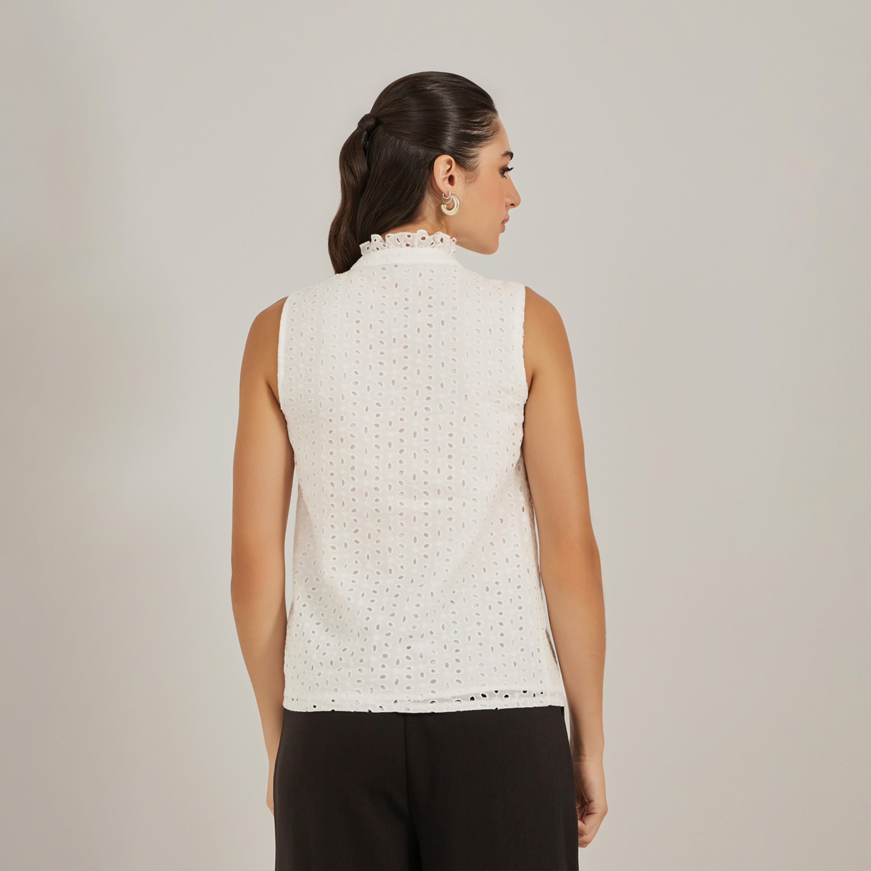 Styli Schiffli Ruffled Neck Sleeveless Top-women-clothing-shirtsandblouses-blouses-image-4