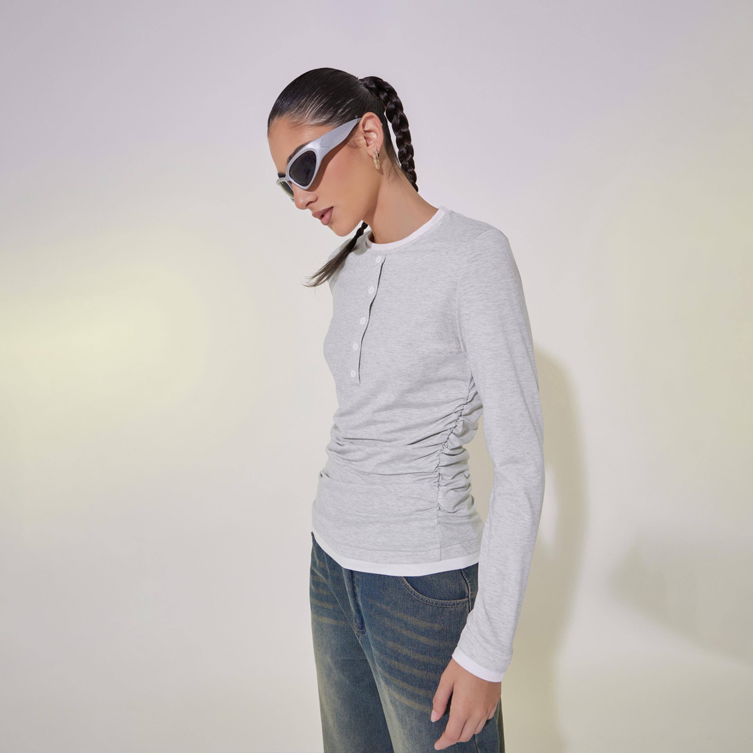 Take Two Contrast Trim Button Detail Regular Fit T-Shirt-women-clothing-tshirts-image-2