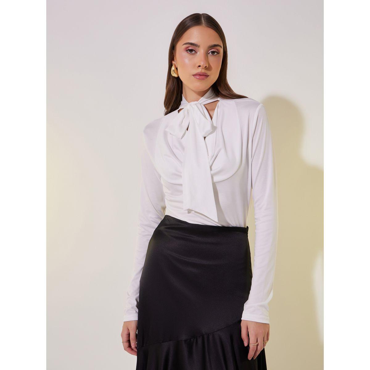 Solid Tie-Up Neck Long Sleeve Top-women-clothing-shirtsandblouses-blouses-image-3