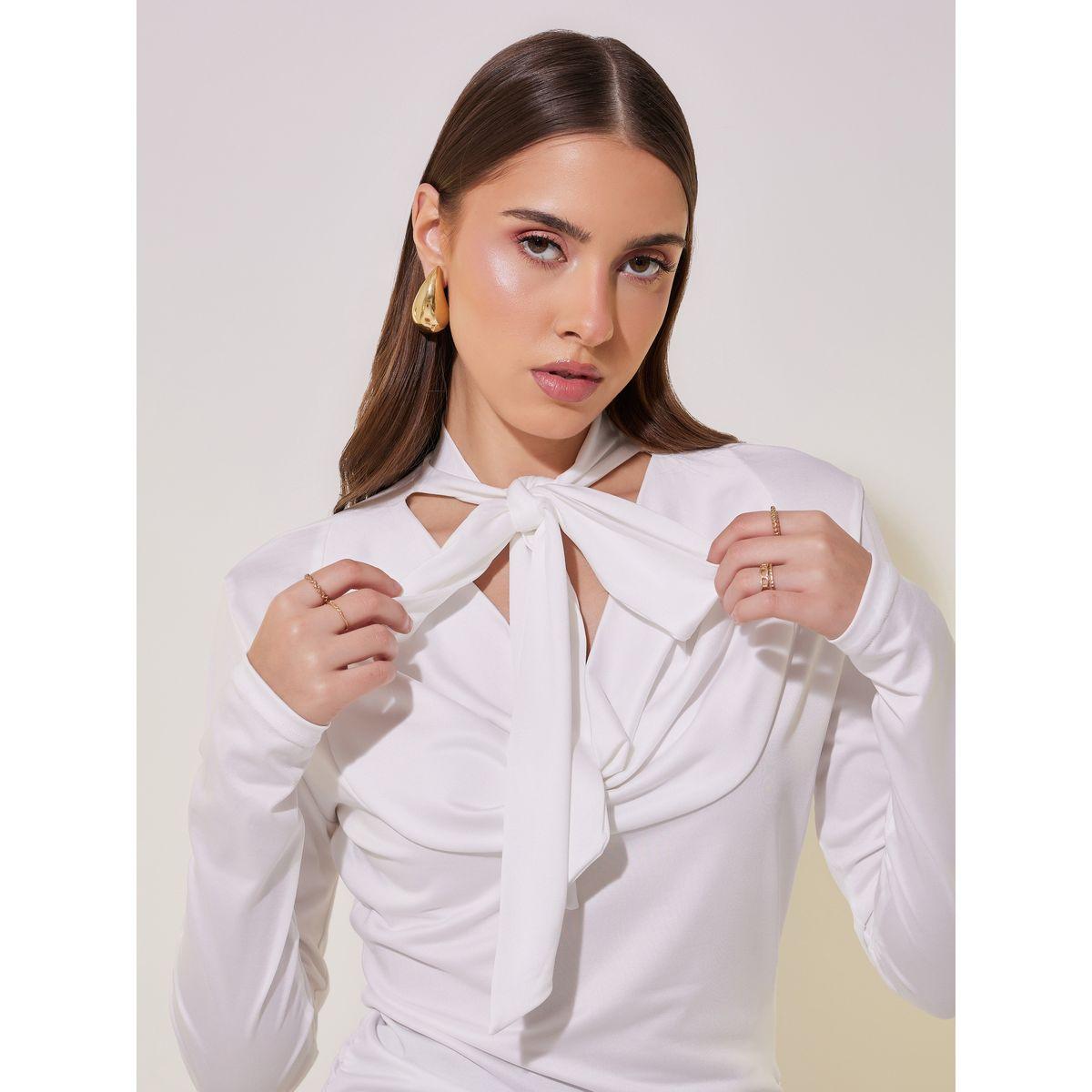 Solid Tie-Up Neck Long Sleeve Top-women-clothing-shirtsandblouses-blouses-image-5