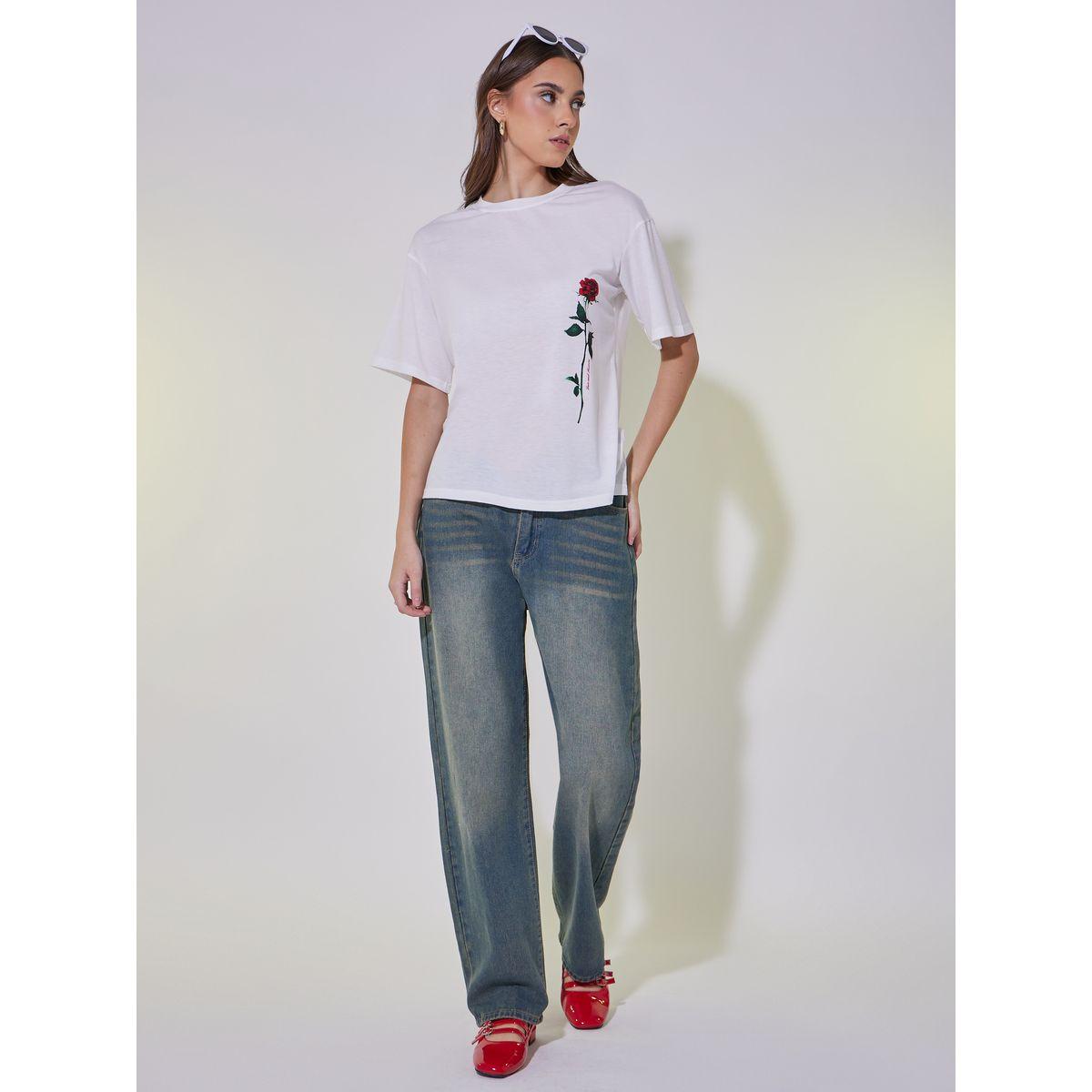 Rose Graphic Print Short Sleeve T-Shirt-women-clothing-tshirts-image-2