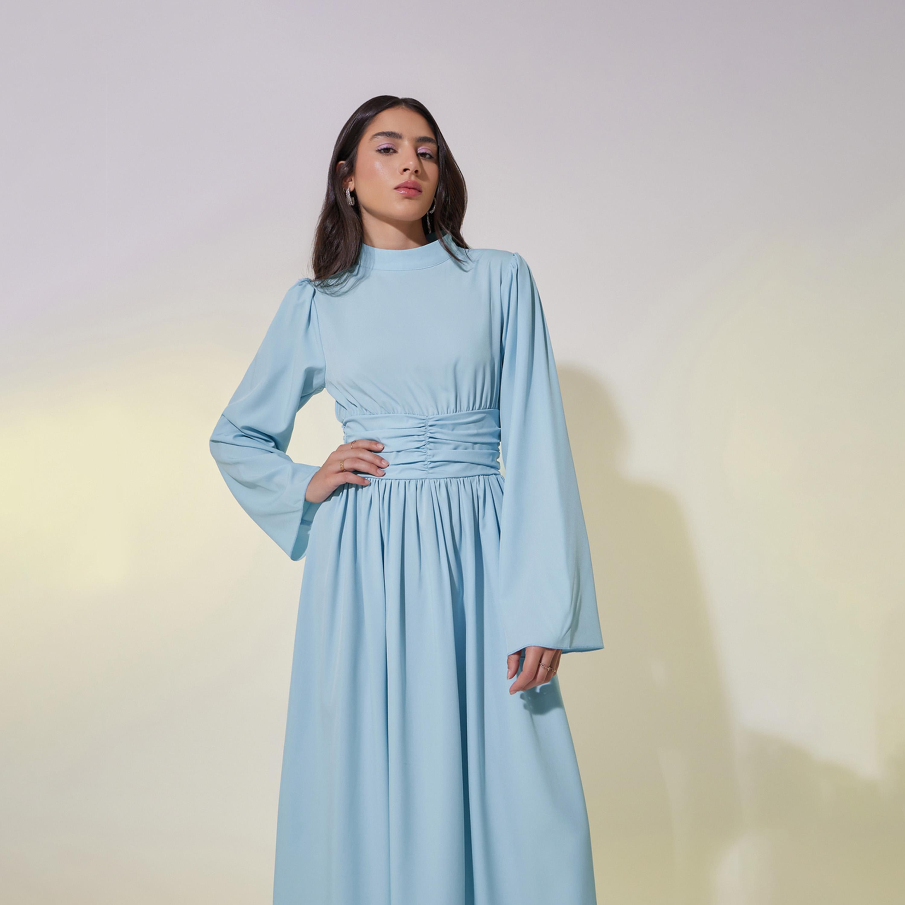 Take Two Corset Waist High Neck A-Line Maxi Dress-women-clothing-dresses-image-3