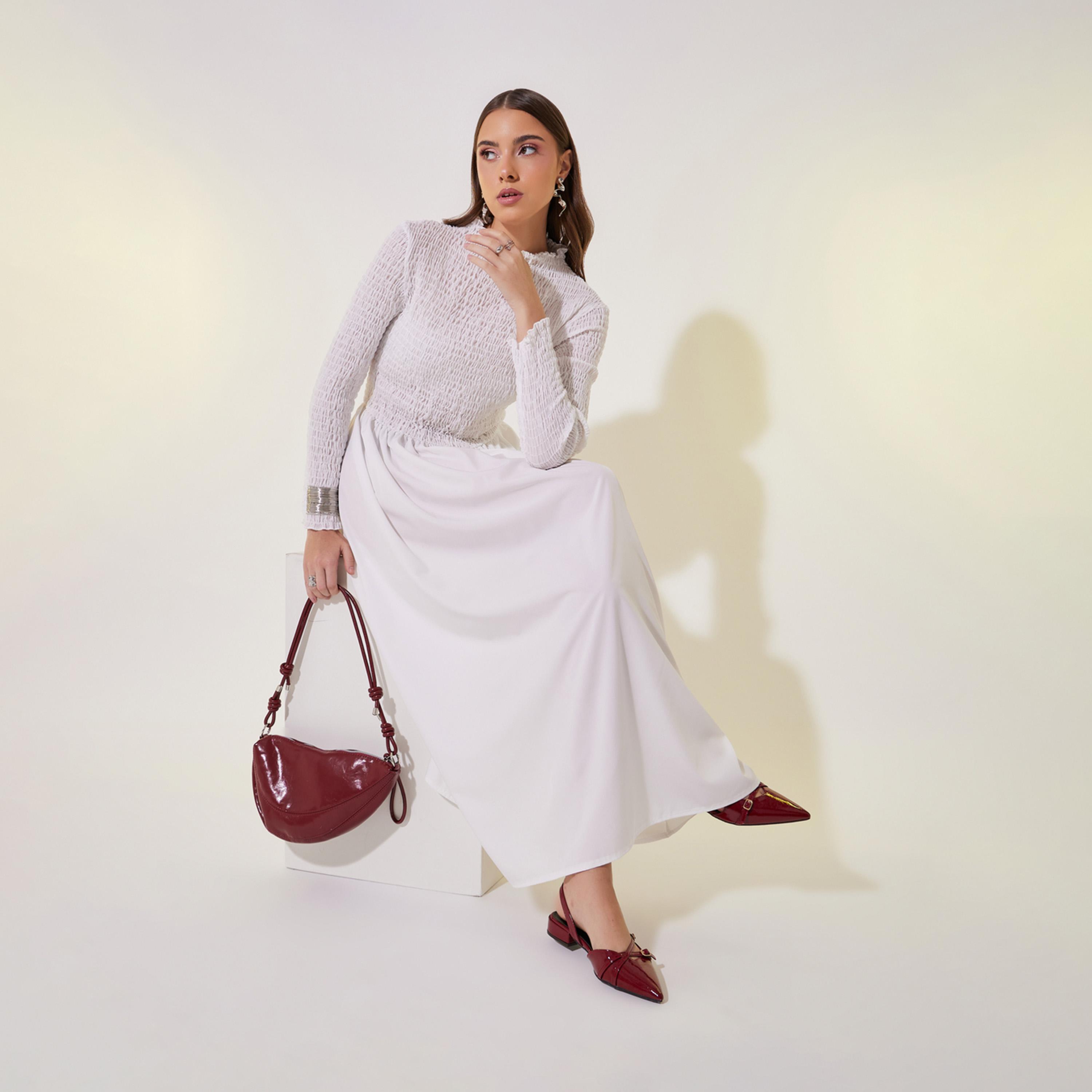 فستان طويل بأكمام طويلة وكشكش-women-clothing-dresses-image-1