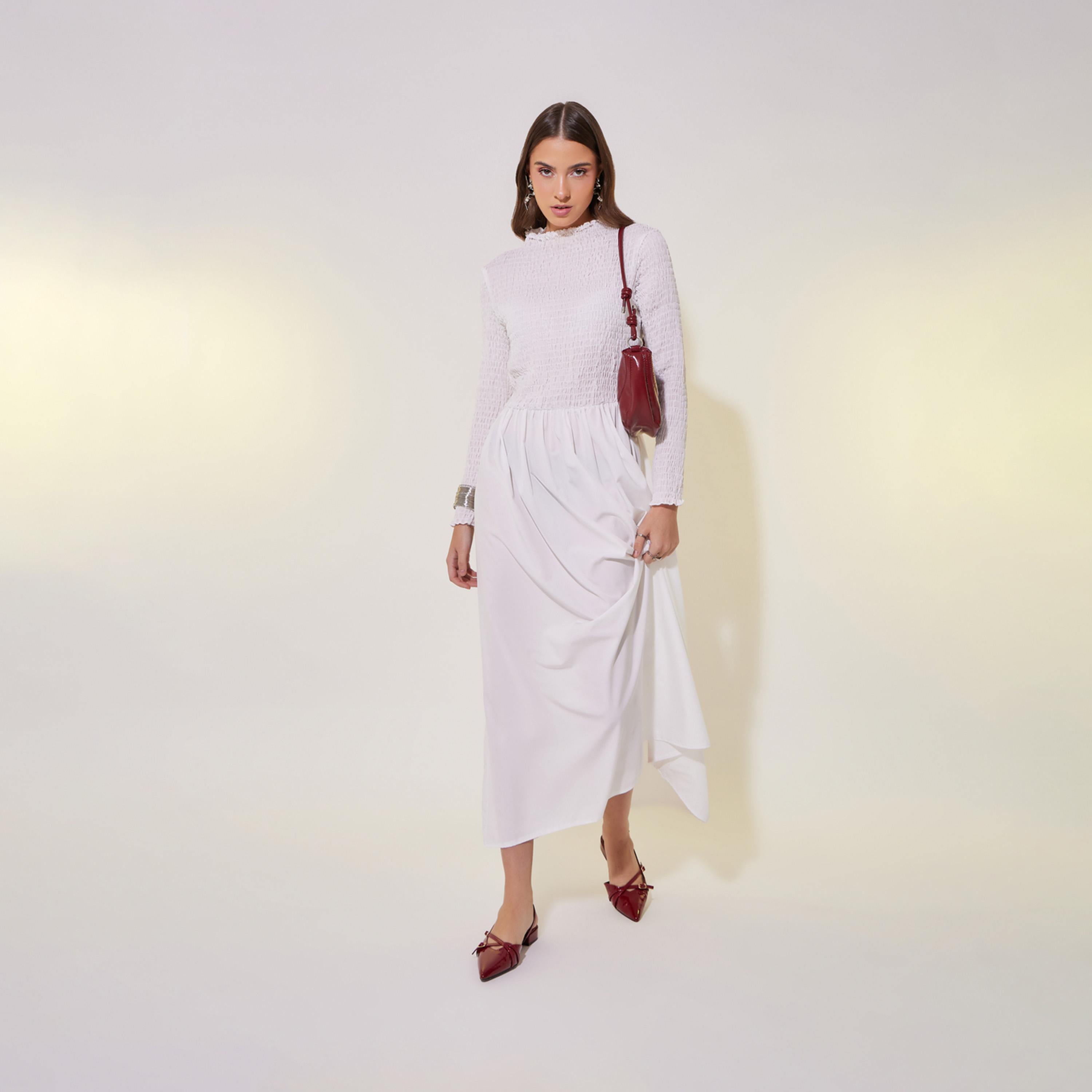 فستان طويل بأكمام طويلة وكشكش-women-clothing-dresses-image-3