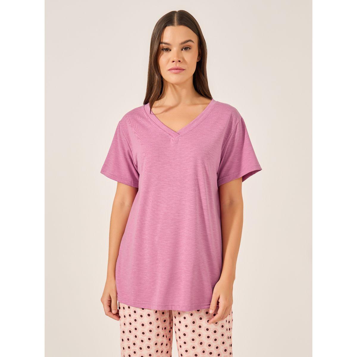 Styli Floral Printed Pajama Set with V-Neck T-Shirt-women-clothing-nightwear-pyjamas-longsets-image-3