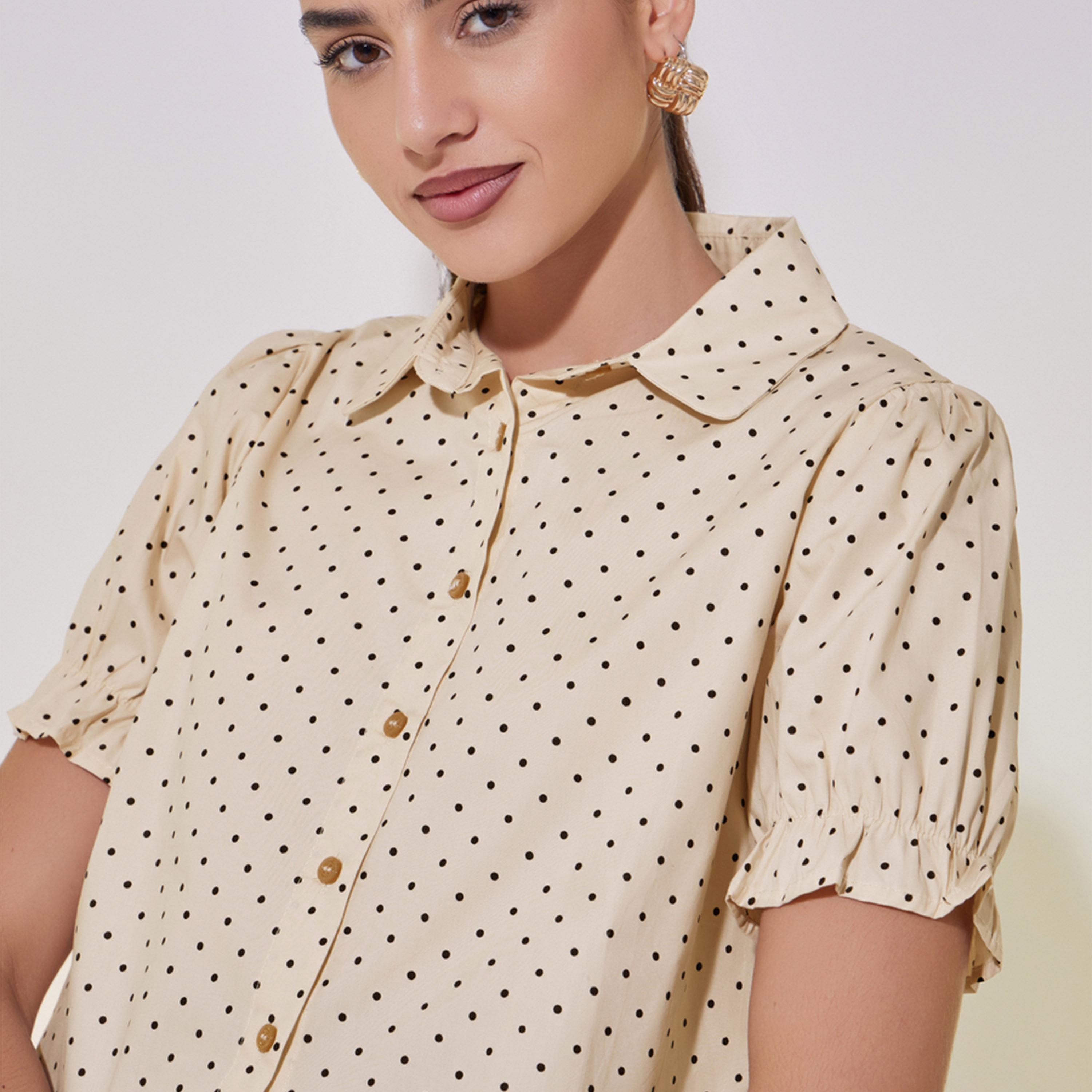 Take Two Polka Dot Print Puff Sleeve Regular Fit Shirt-women-clothing-shirtsandblouses-shirts-image-4