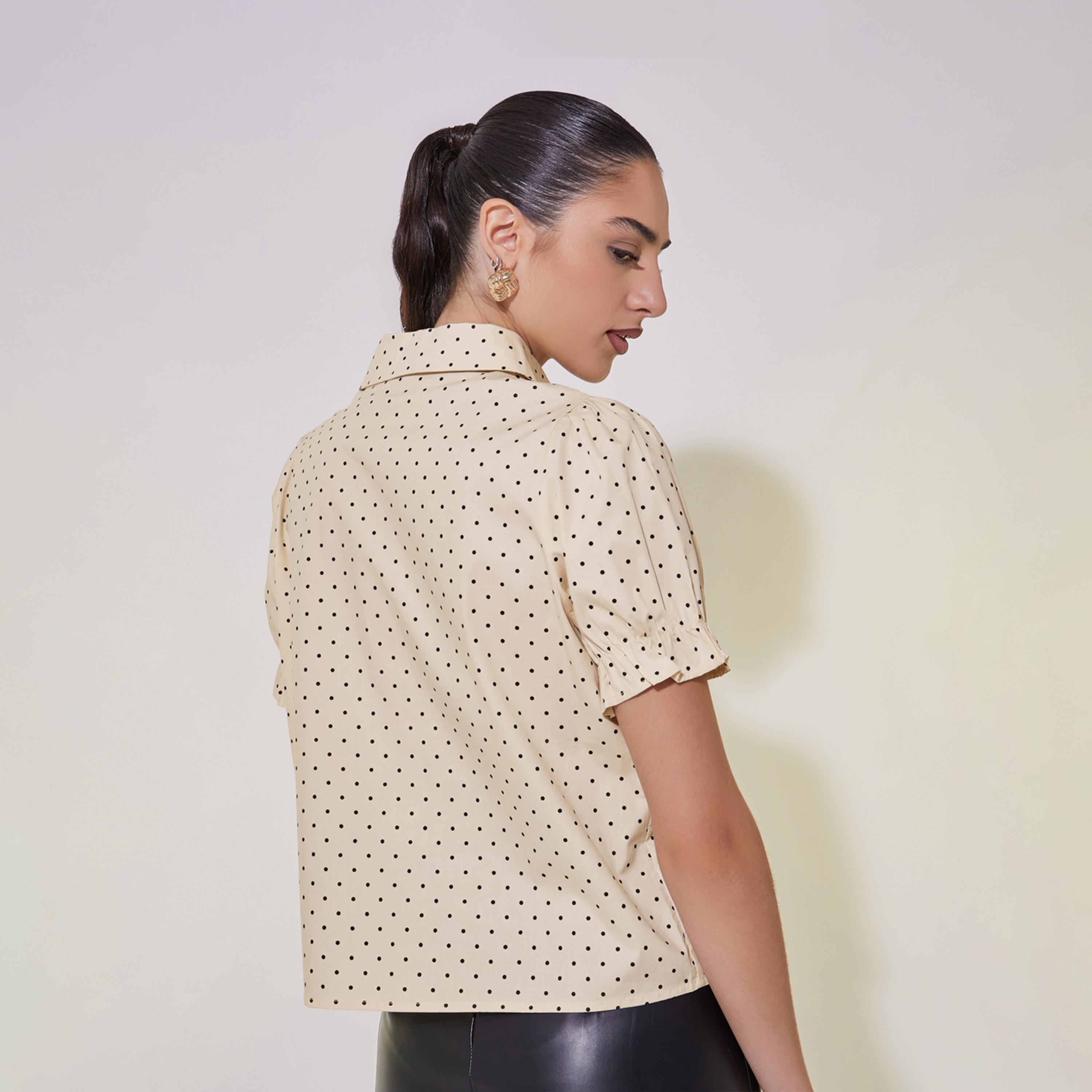 بلوزة بطبعة نقاط بولكا واكمام منفوخة-women-clothing-shirtsandblouses-shirts-image-5